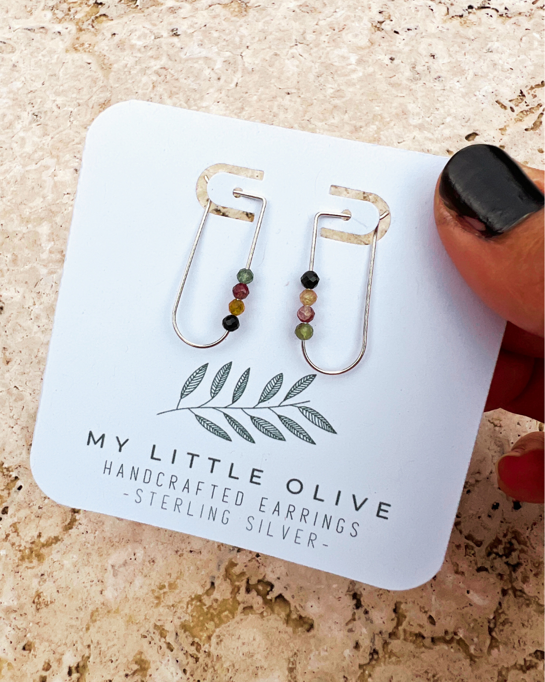 Oval Hooped Tourmaline Earrings Sterling Silver | Rose Gold