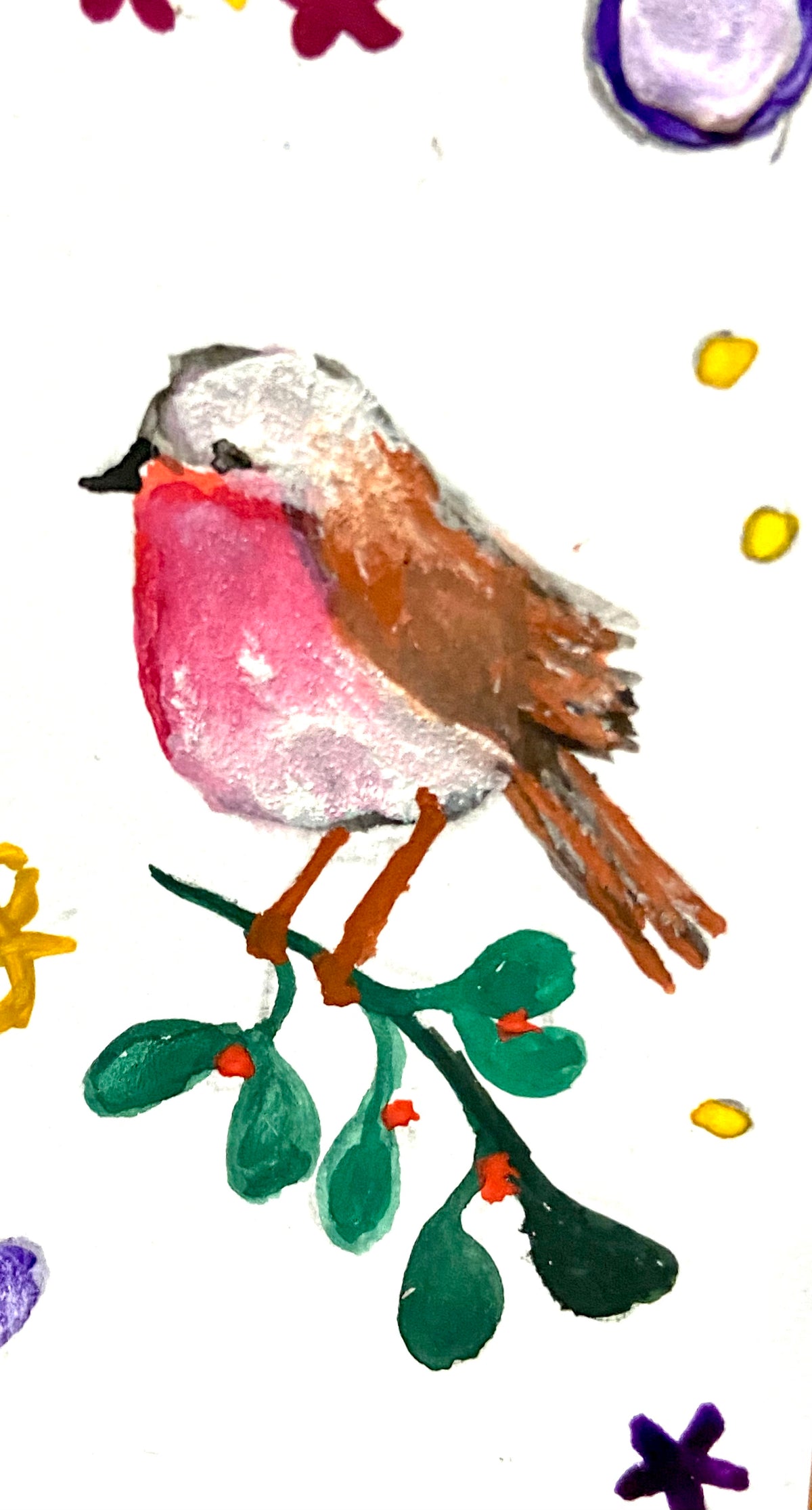 Hand Painted Christmas Card - purple version