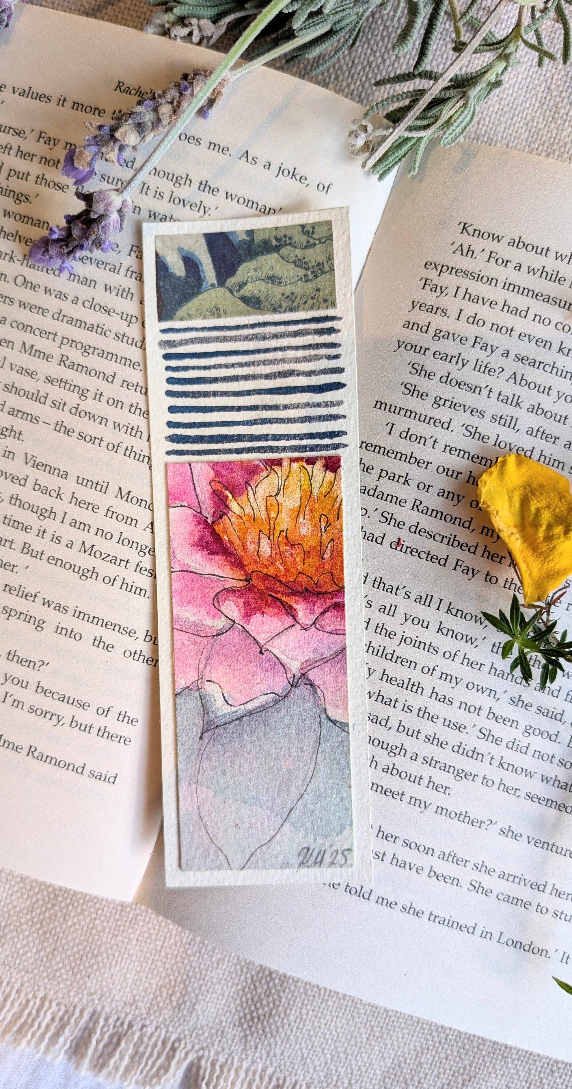 Hand Painted Original Artwork Floral Bookmark