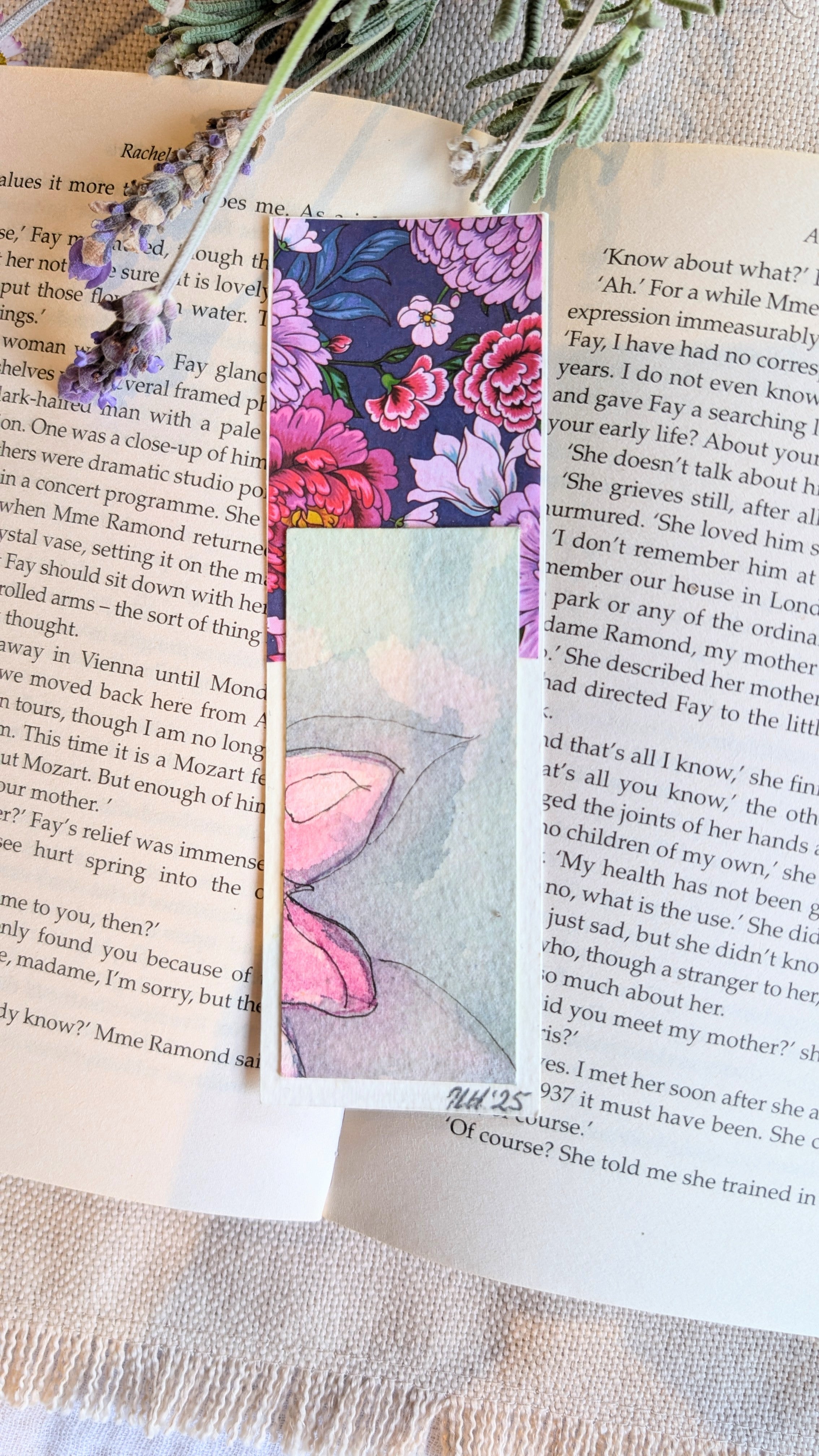 Hand Painted Original Artwork Floral Bookmark