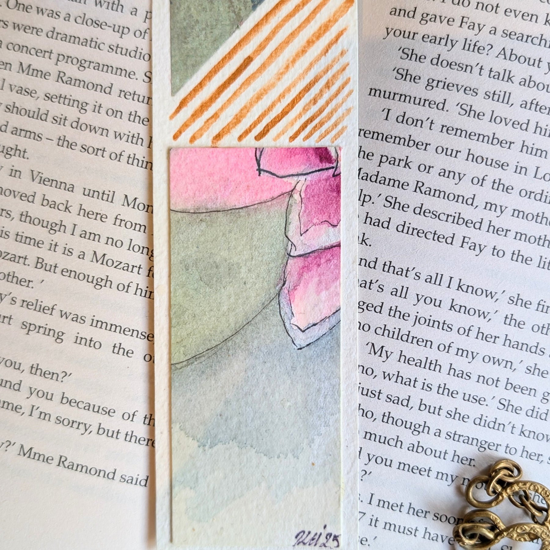 Hand Painted Original Artwork Floral Bookmark