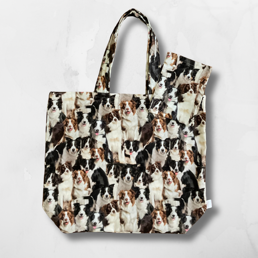 Grocery Tote ... Border Collie ... Lined with storage pouch