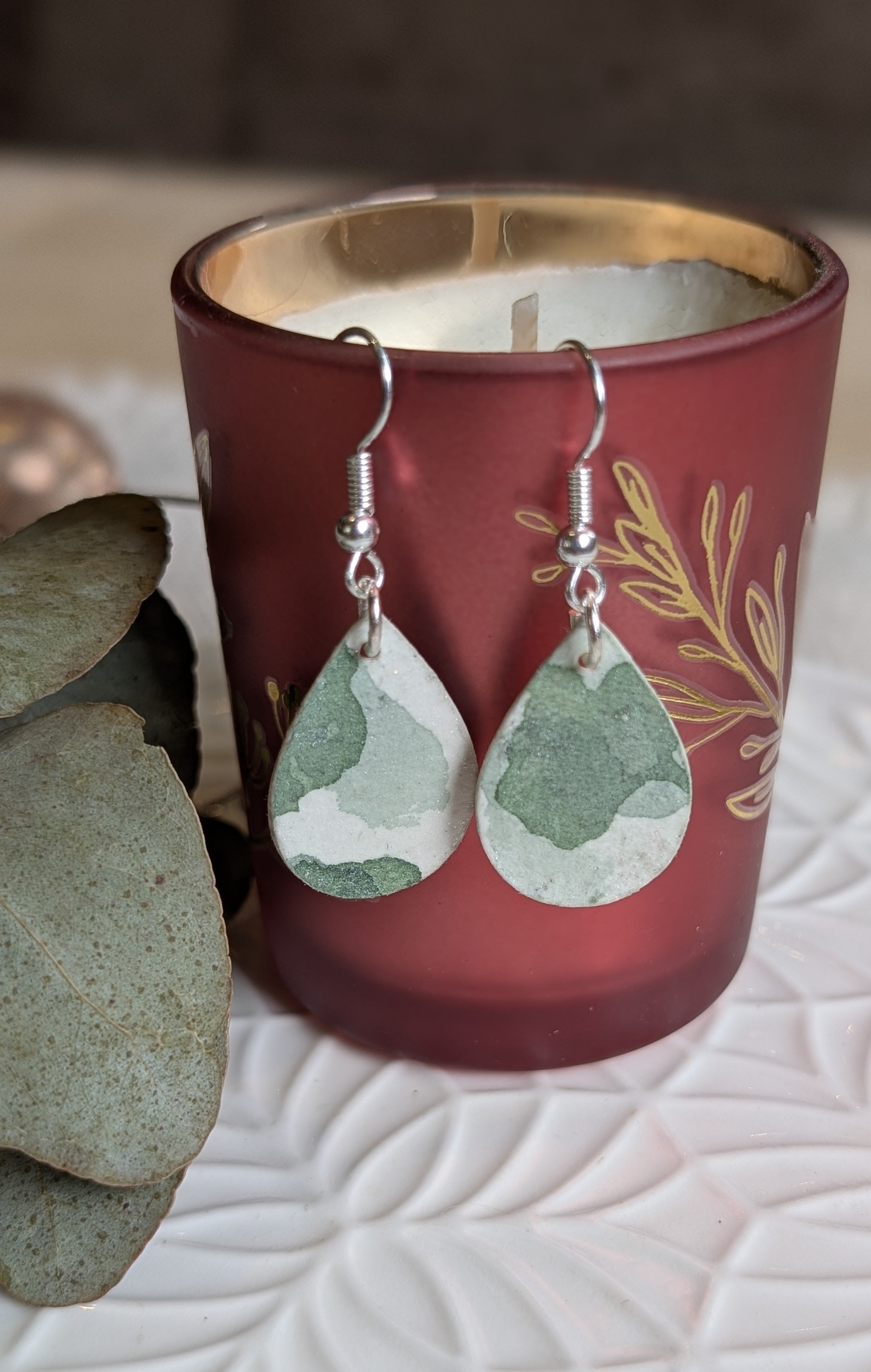 Handmade Watercolour Paper Earrings – Christmas Collection