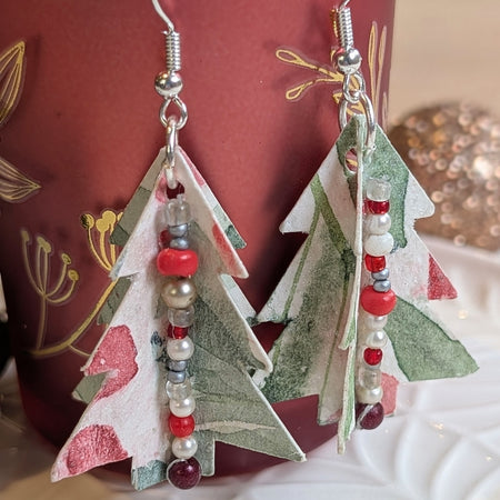 Handmade Watercolour Paper Earrings – Christmas Collection
