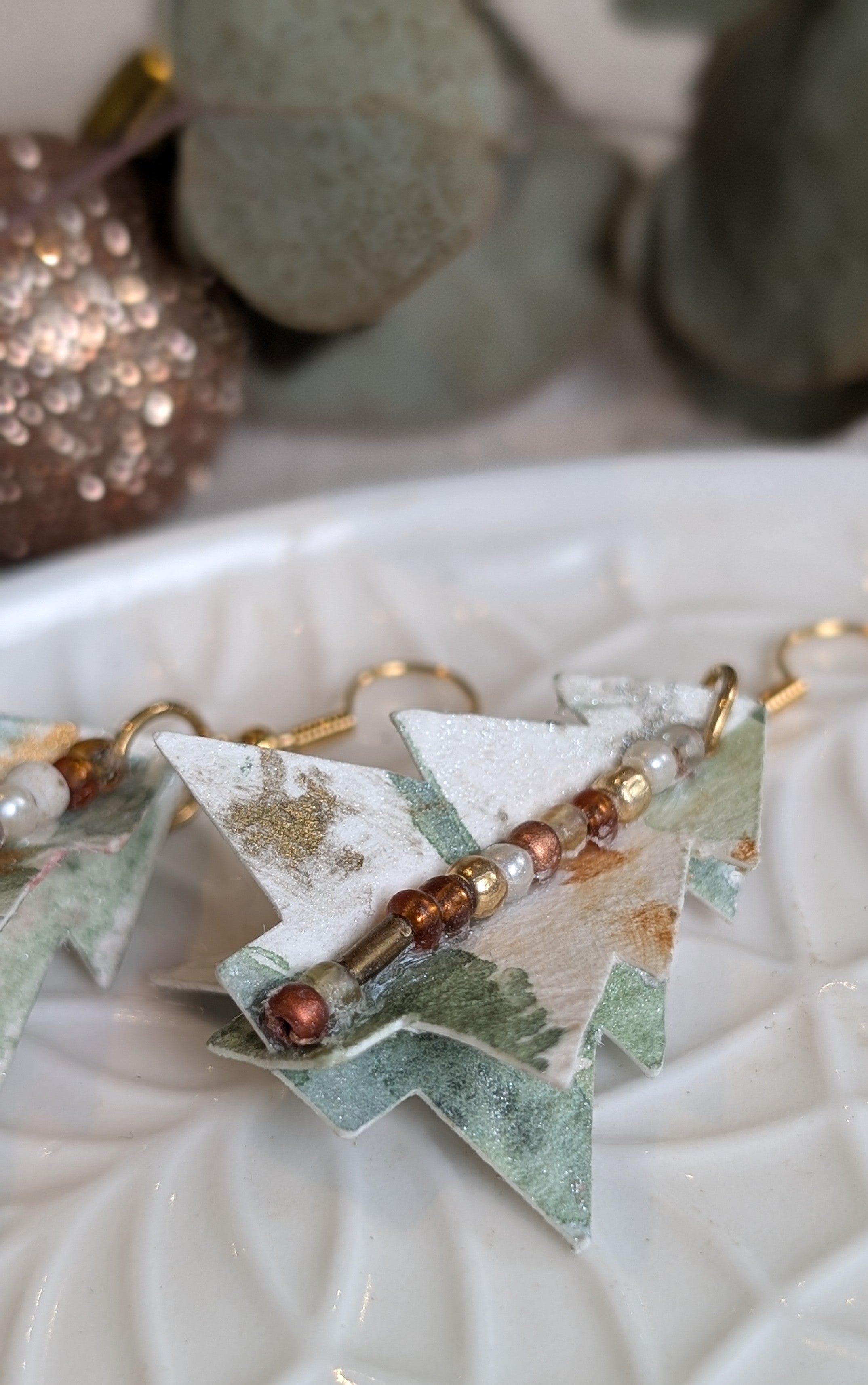 Handmade Watercolour Paper Earrings – Christmas Collection