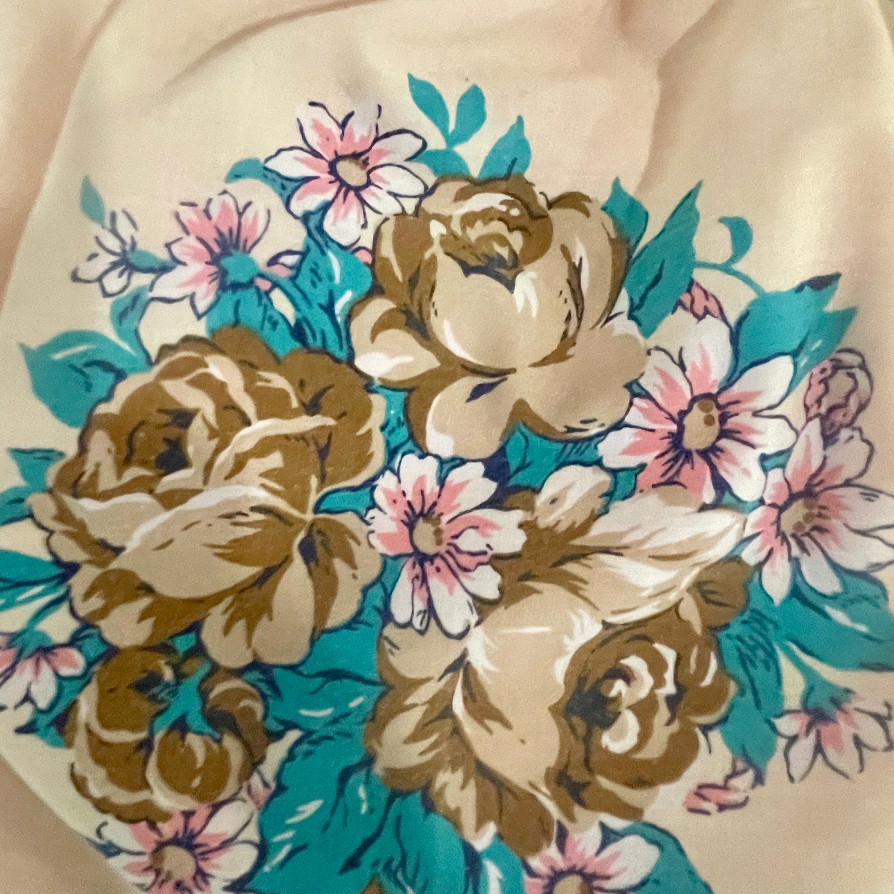 Mini Granny Bag, Cream Floral, Pink Interior, Handmade