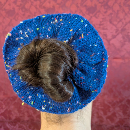 Retro 1980s Style Handknit Bun Topper Extra Large Hair Scrunchie