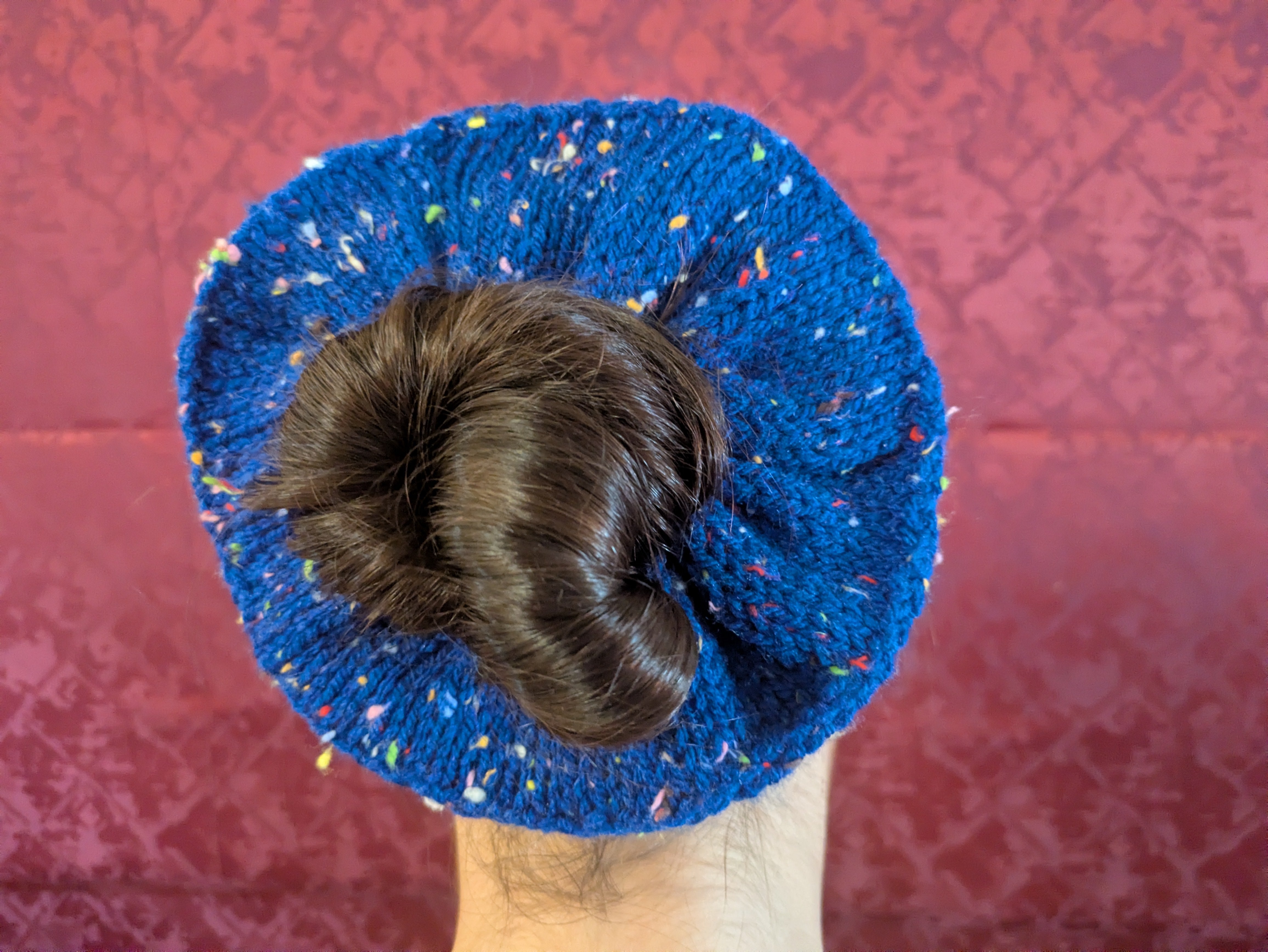 Retro 1980s Style Handknit Bun Topper Extra Large Hair Scrunchie