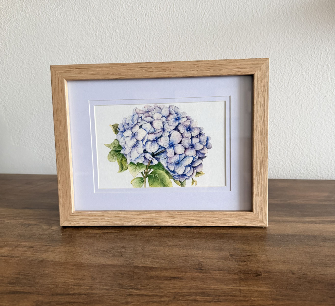 Blue Hydrangea Botanical Art Card - Handmade Greeting Card