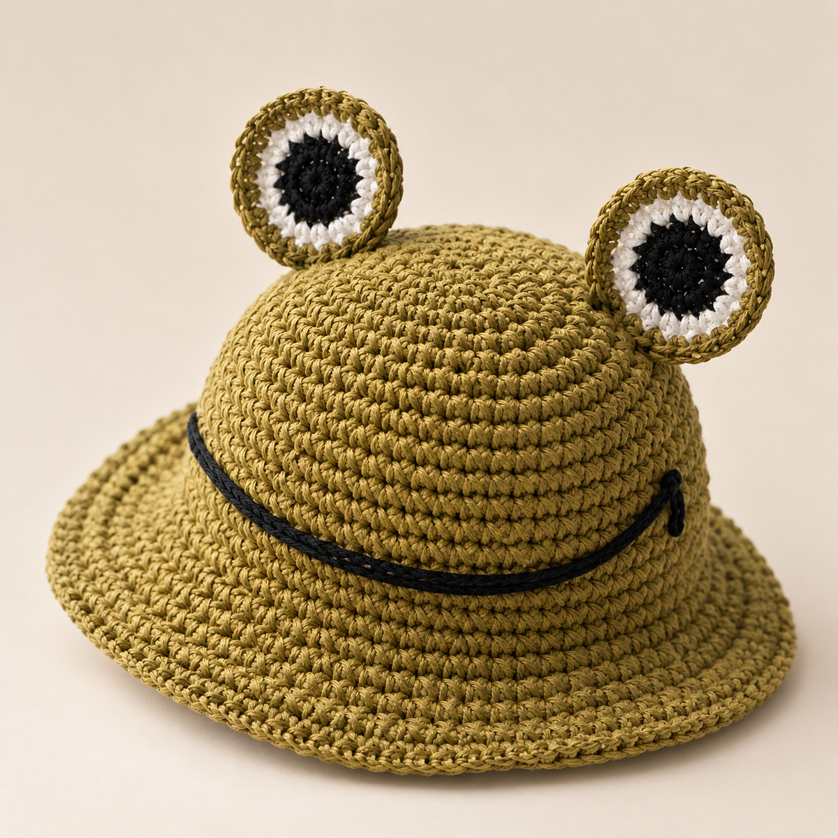 Hand-Crocheted Cotton Baby Hat Happy Frog