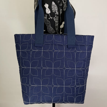 Tote Bag - Quilted Navy Blue - Shopping/Beach/Market/Everyday