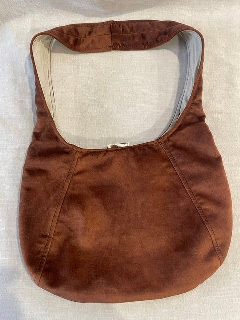 Brown Velvet Slouch Bag/Velvet Cowhide Print