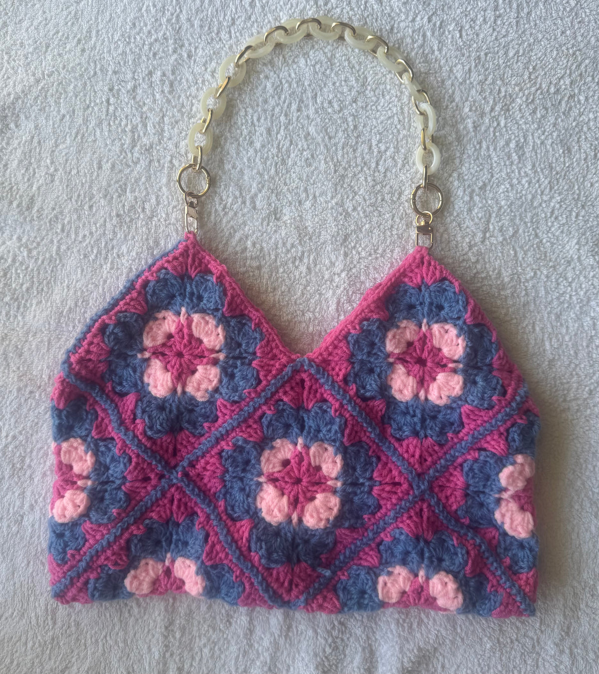 Handmade Crochet Granny Square Shoulder Bag