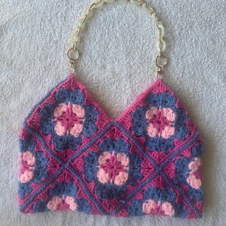 Handmade Crochet Granny Square Shoulder Bag