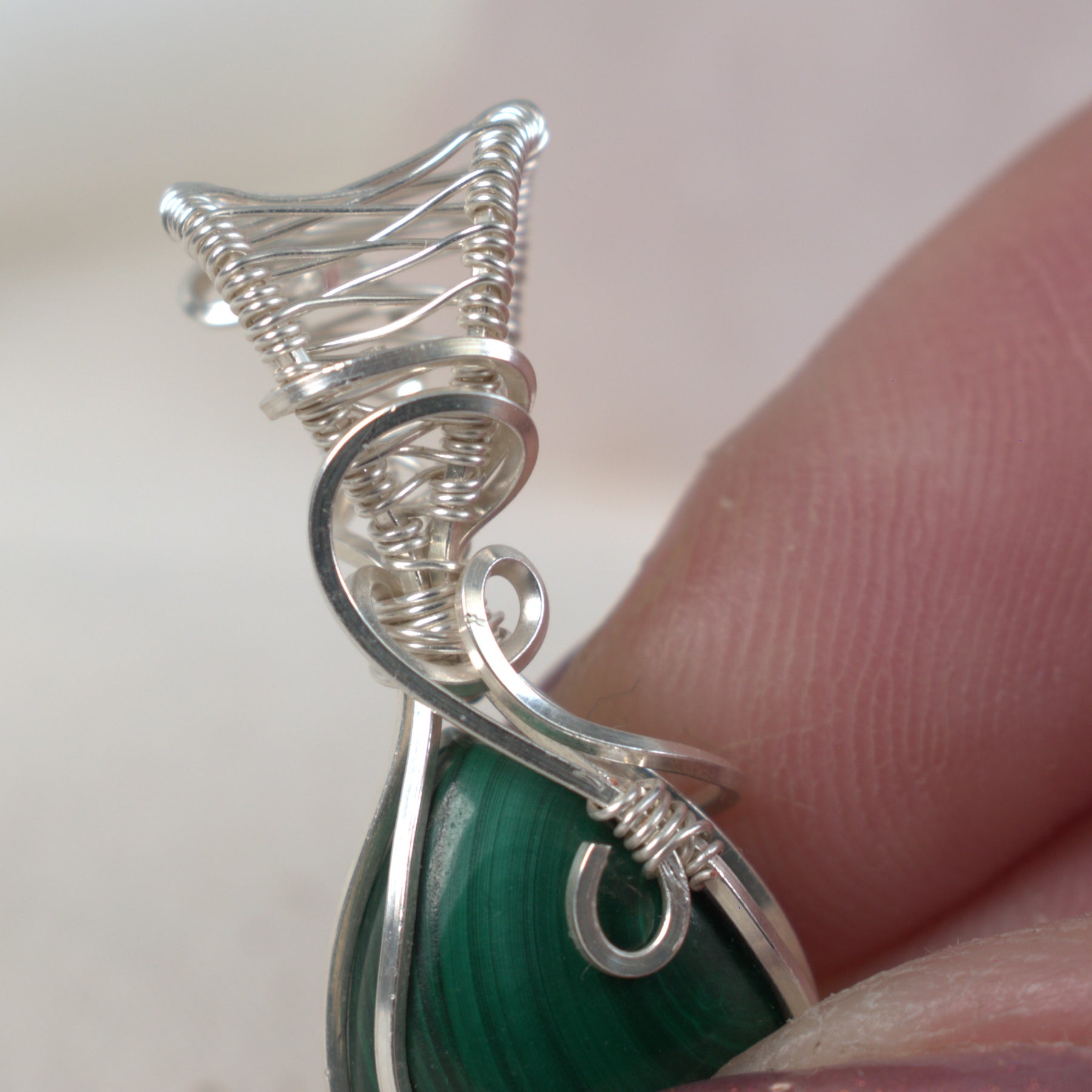 Wire Wrapped Malachite Keepsake Pendant