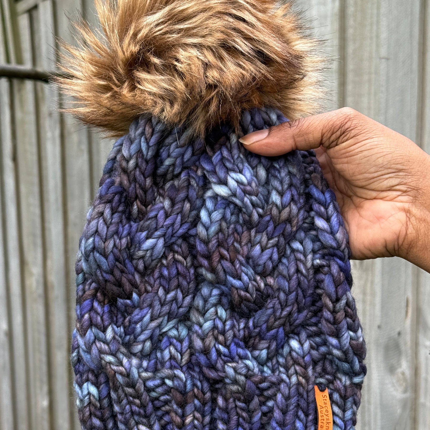 Hand knitted Merino Beanie with PomPom