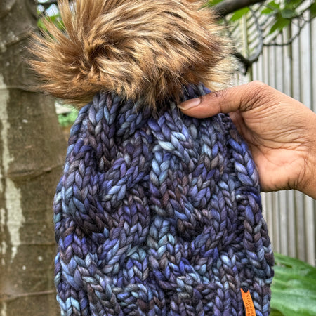 Hand knitted Merino Beanie with PomPom