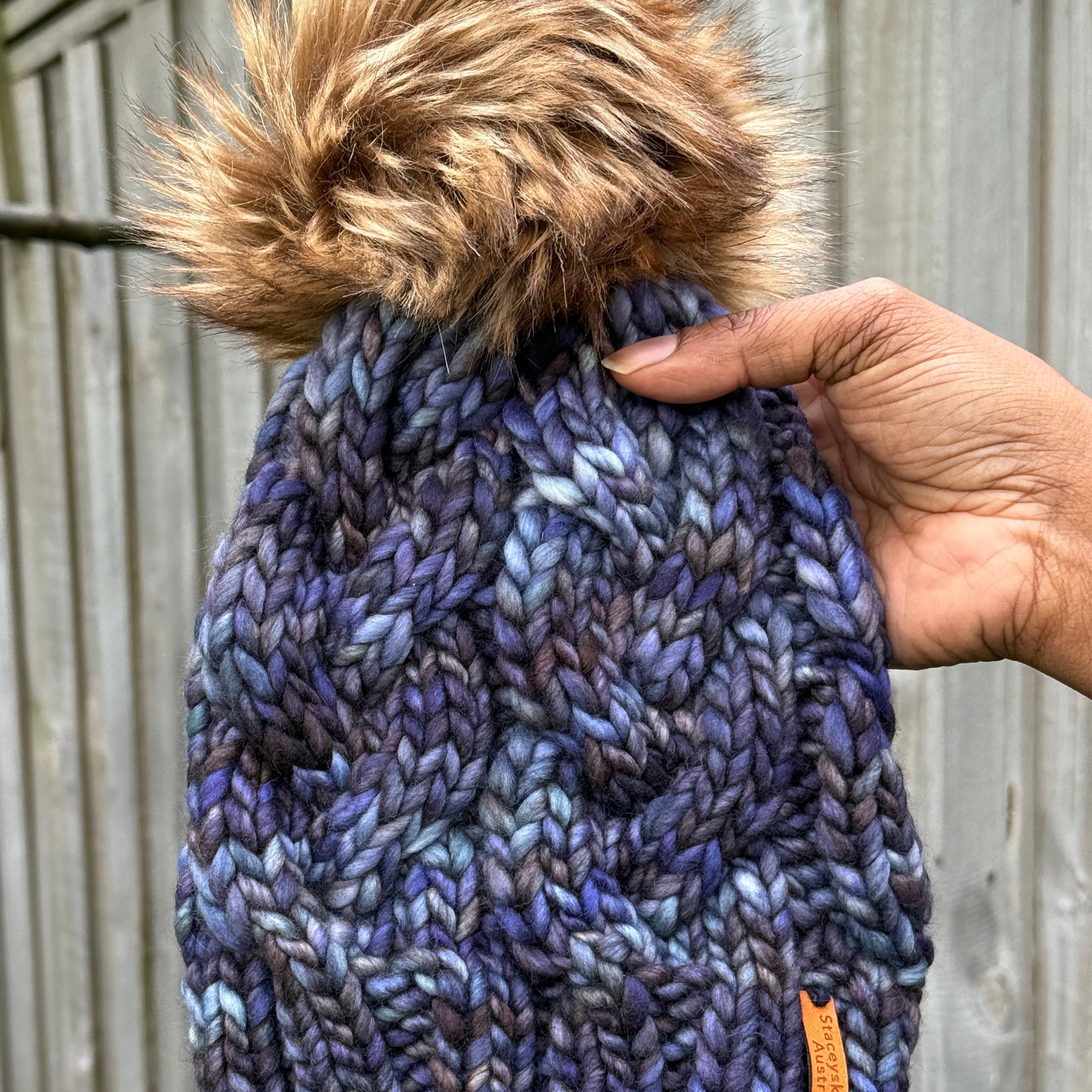 Hand knitted Merino Beanie with PomPom