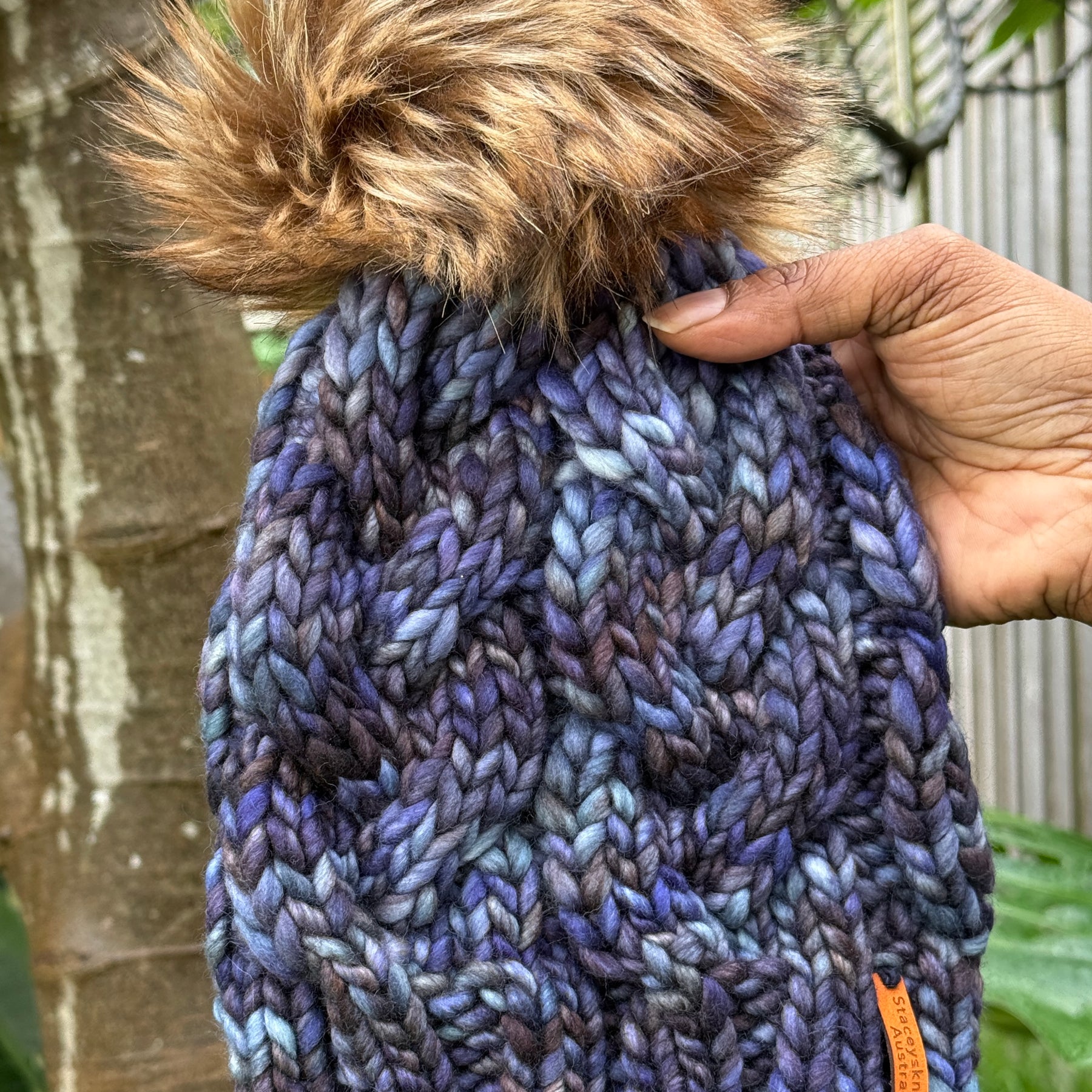 Hand knitted Merino Beanie with PomPom