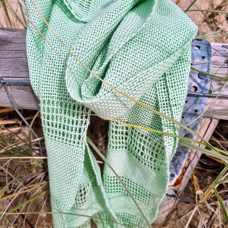 'Beyond the plain weave' collection green cotton scarf