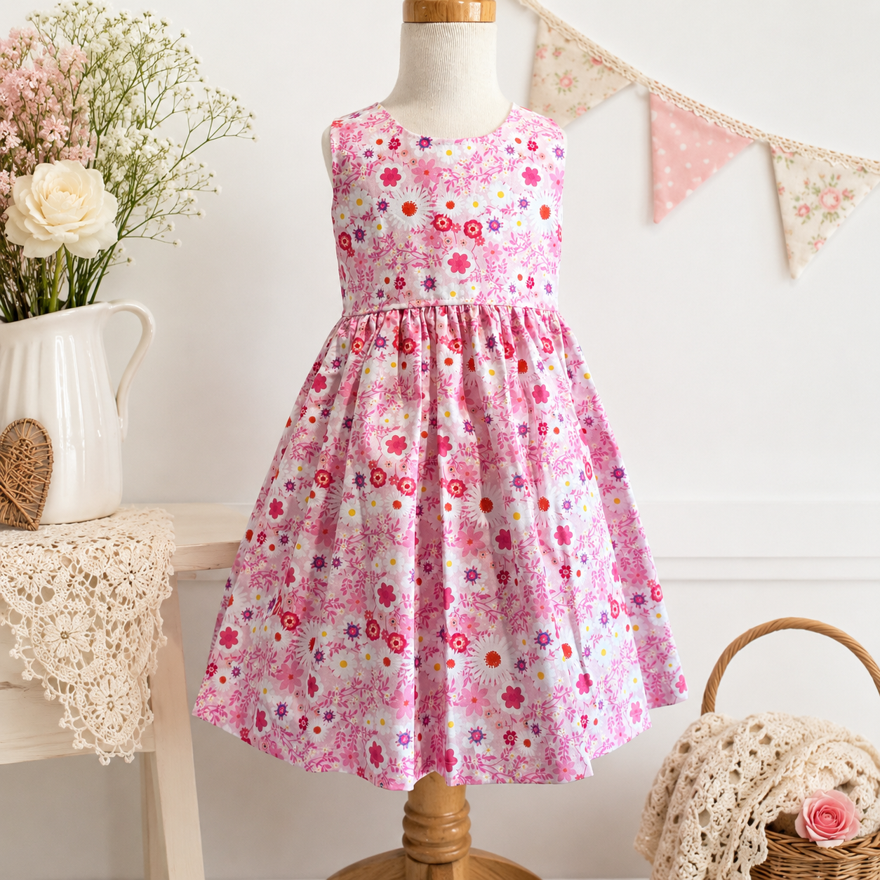 Pink Daisy Sundress - SIZES 1, 4, 5 & 6