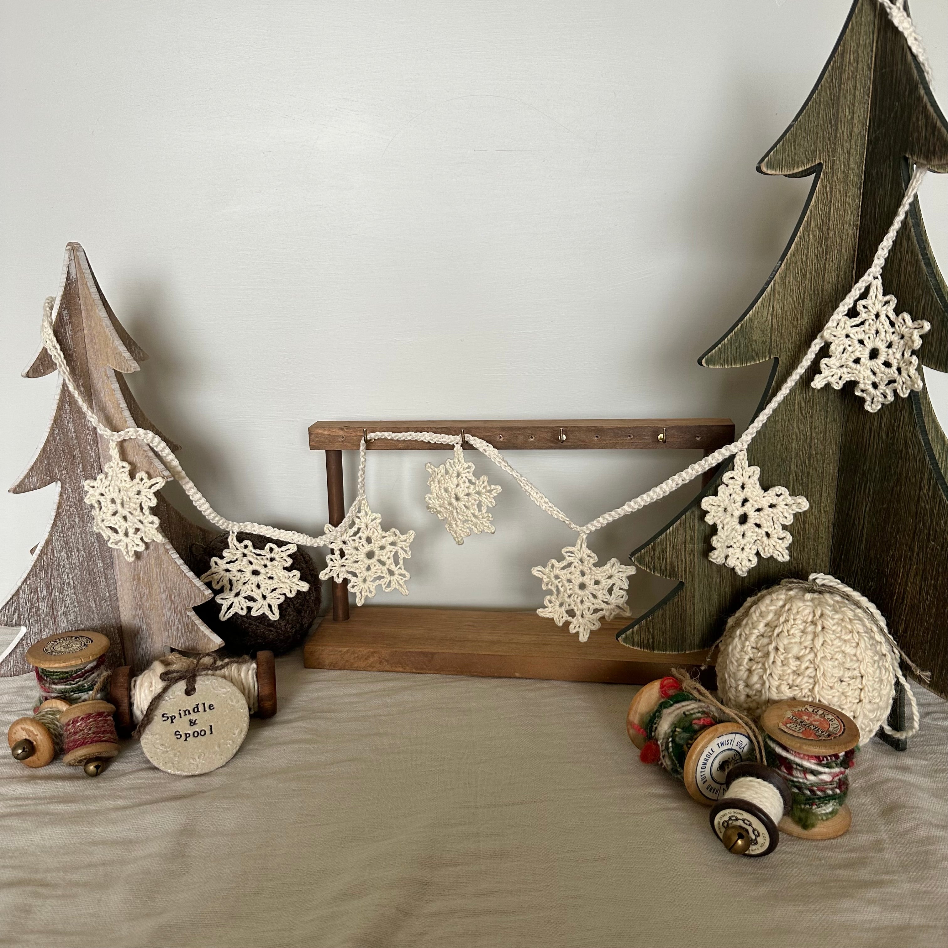 Cotton Crocheted Snowflake Garlands