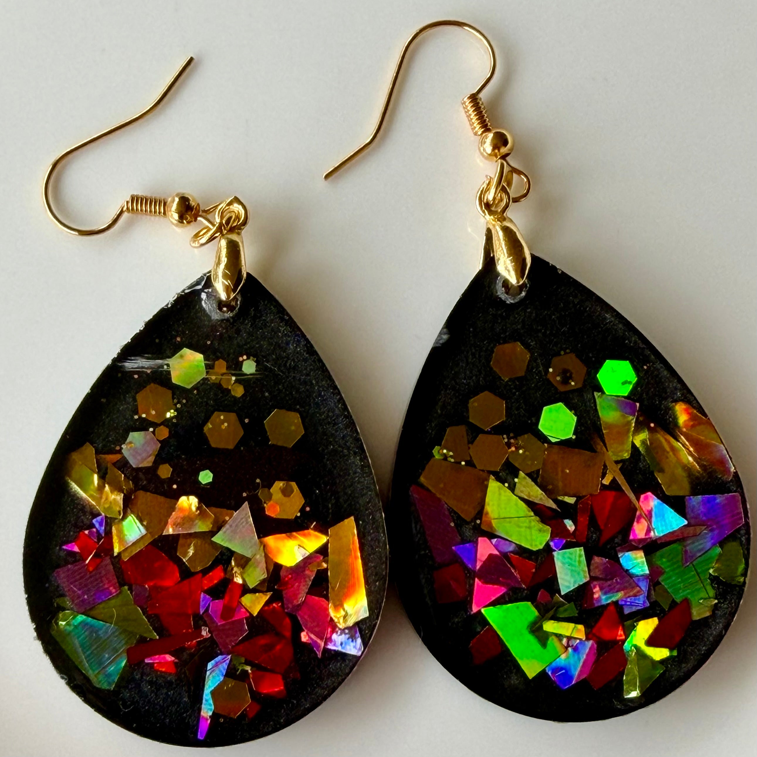 Black & Gold  Teardrop Dangle