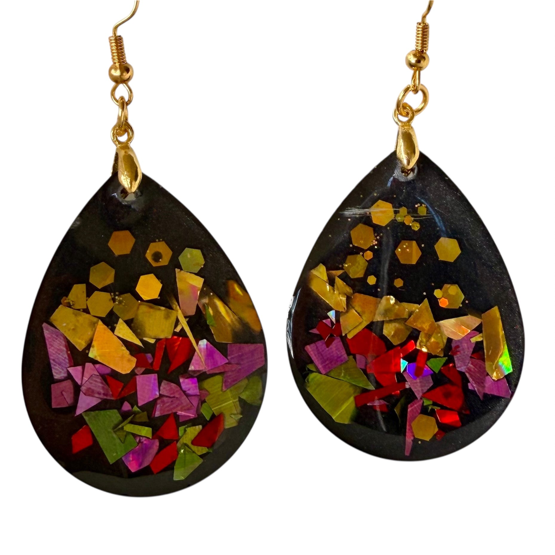 Black & Gold  Teardrop Dangle