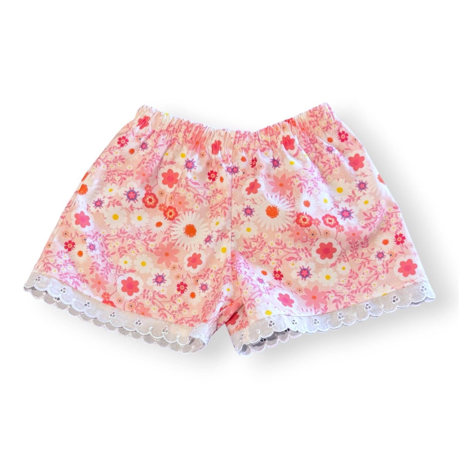 Girls Cotton lace hem Shorts - MIXED PRINTS AND SIZES