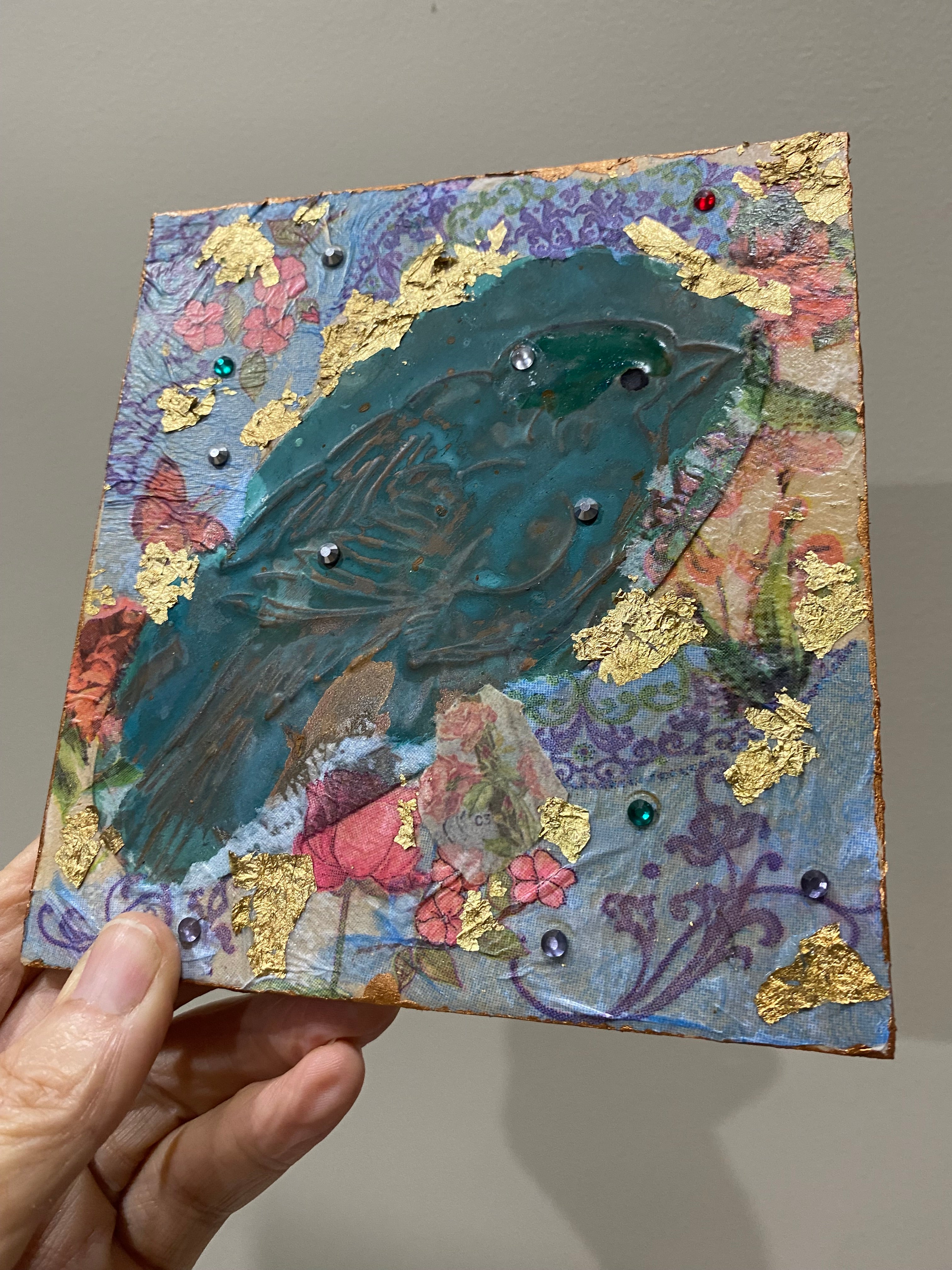 Shabby chic, rustic baby bird