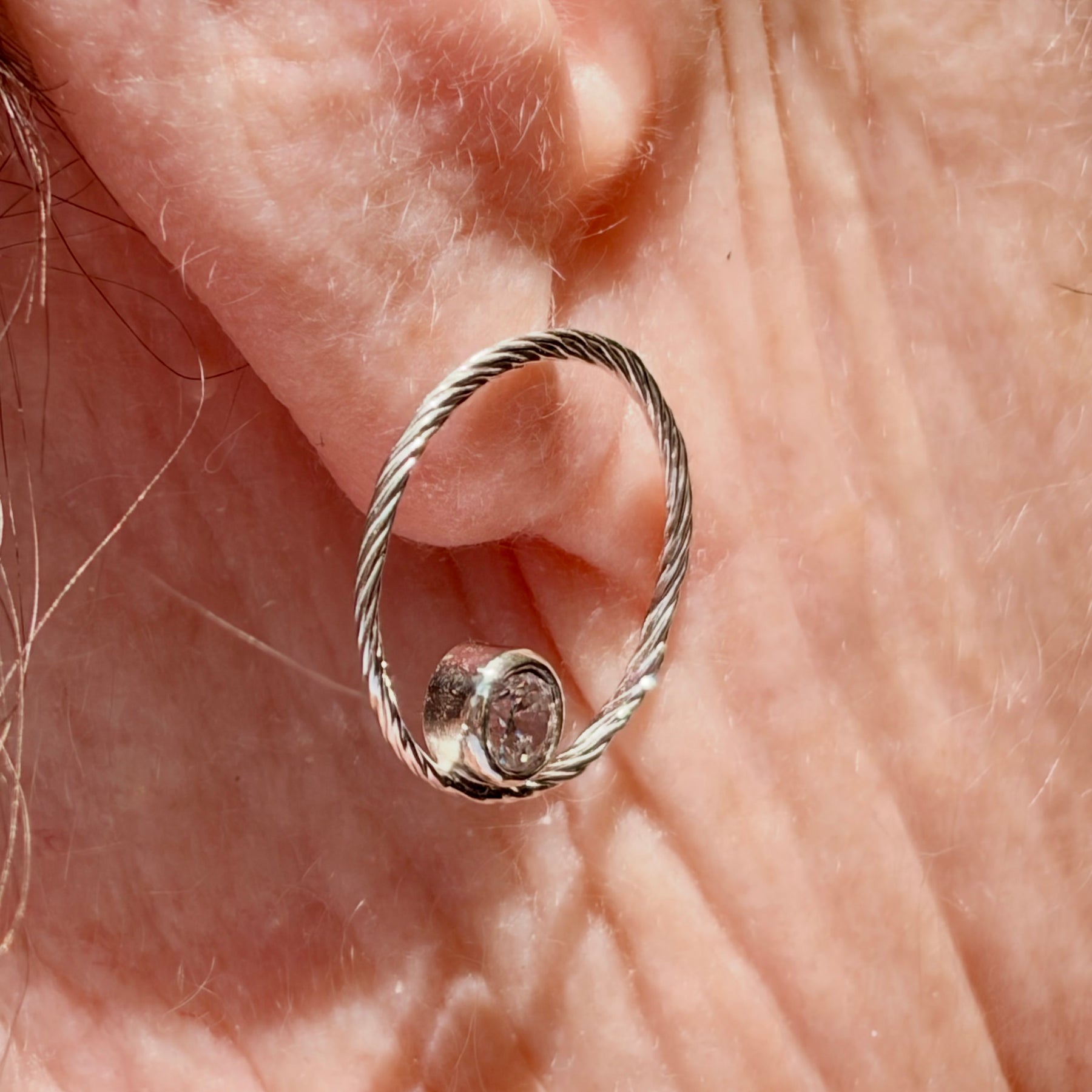 Sterling Silver Sparkling Loop Wreath Earrings