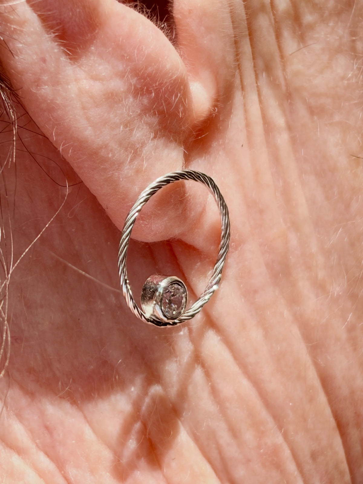 Sterling Silver Sparkling Loop Wreath Earrings