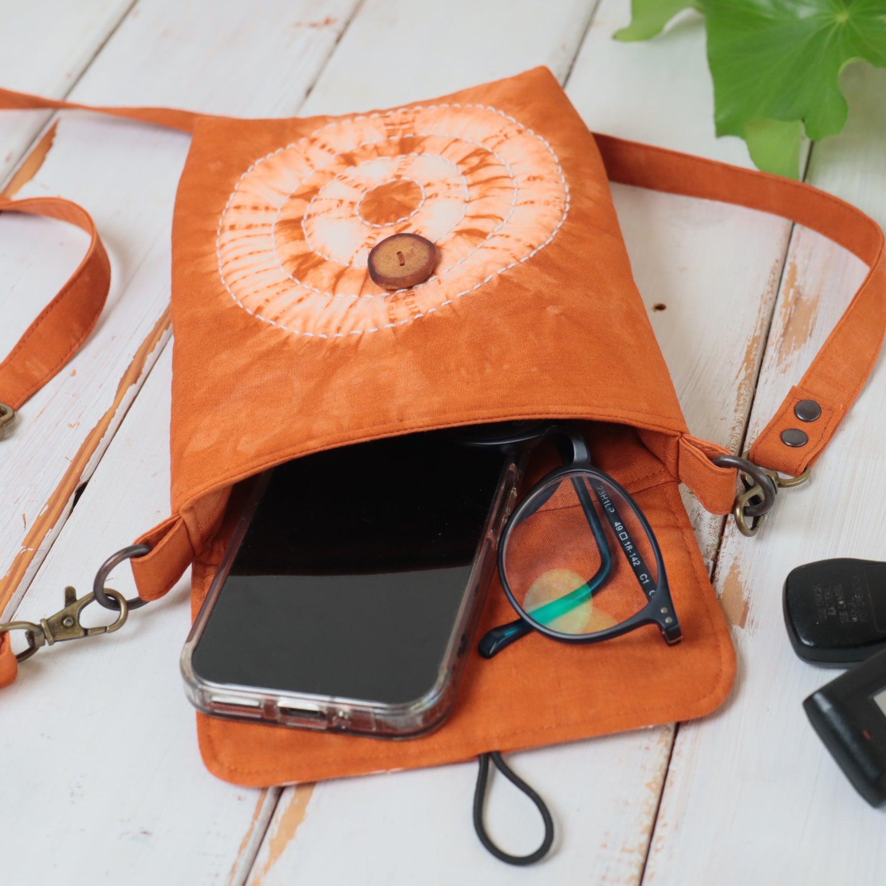 Tie Dyed Small Messenger/Cross Body Bag, Ochre