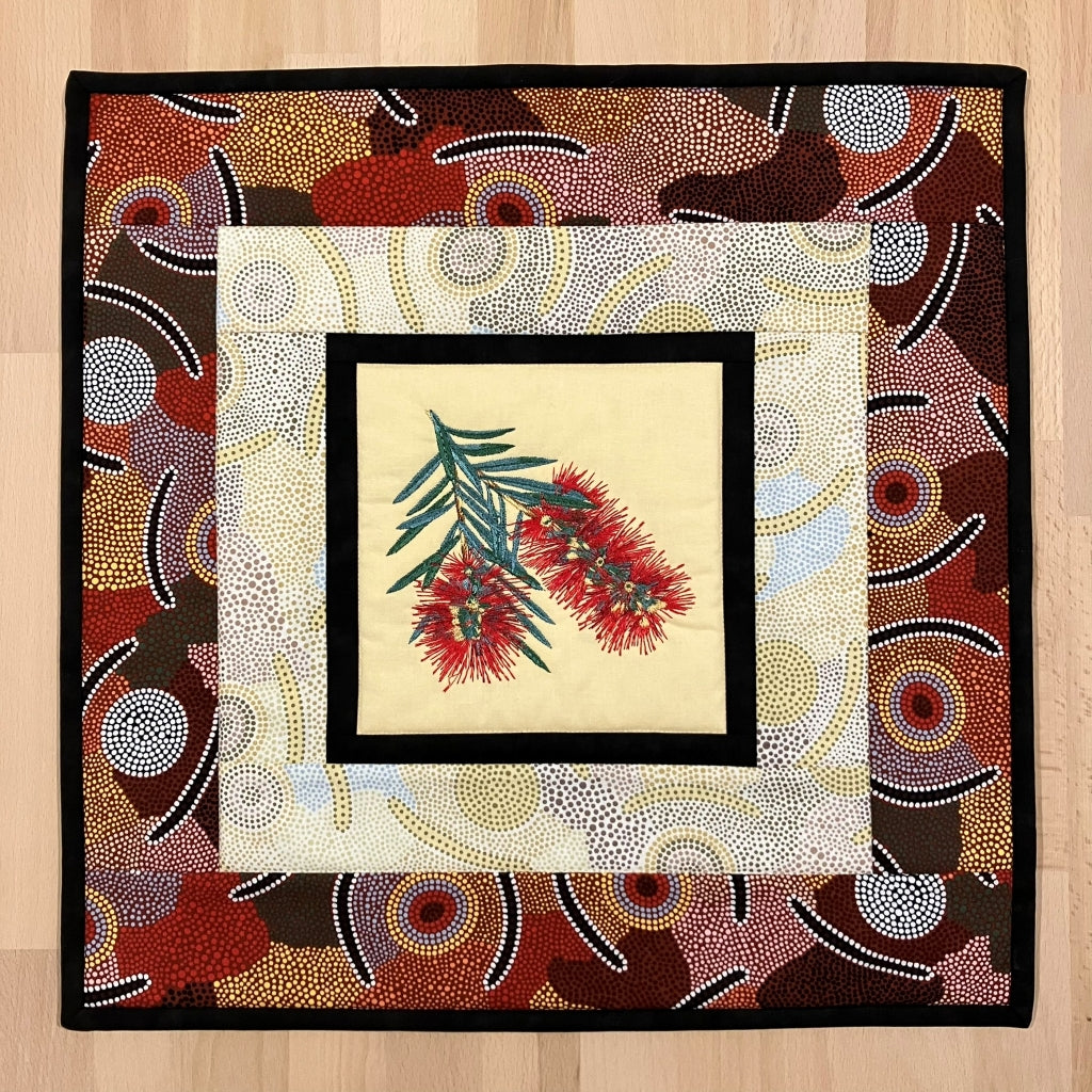 handmade Australian native quilted - bottlebrush