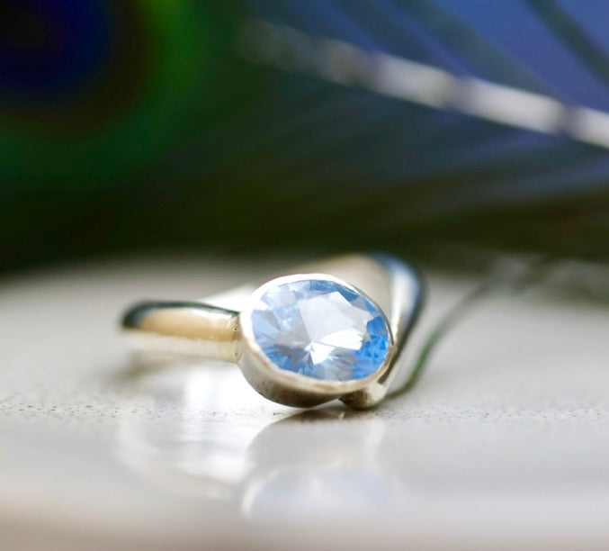 baby blue aquamarine in Stirling silver