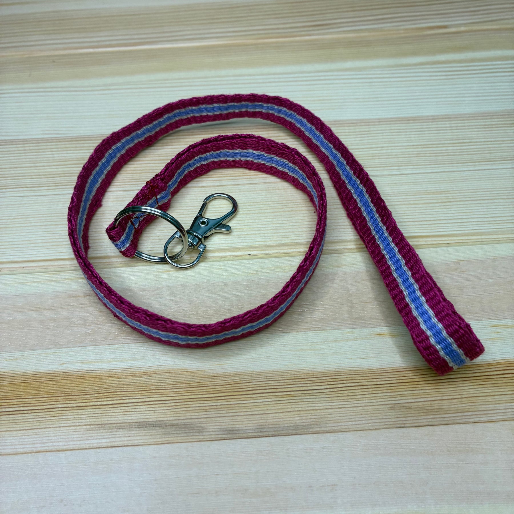A Little Loom Magic - Raspberry Handwoven Lanyard