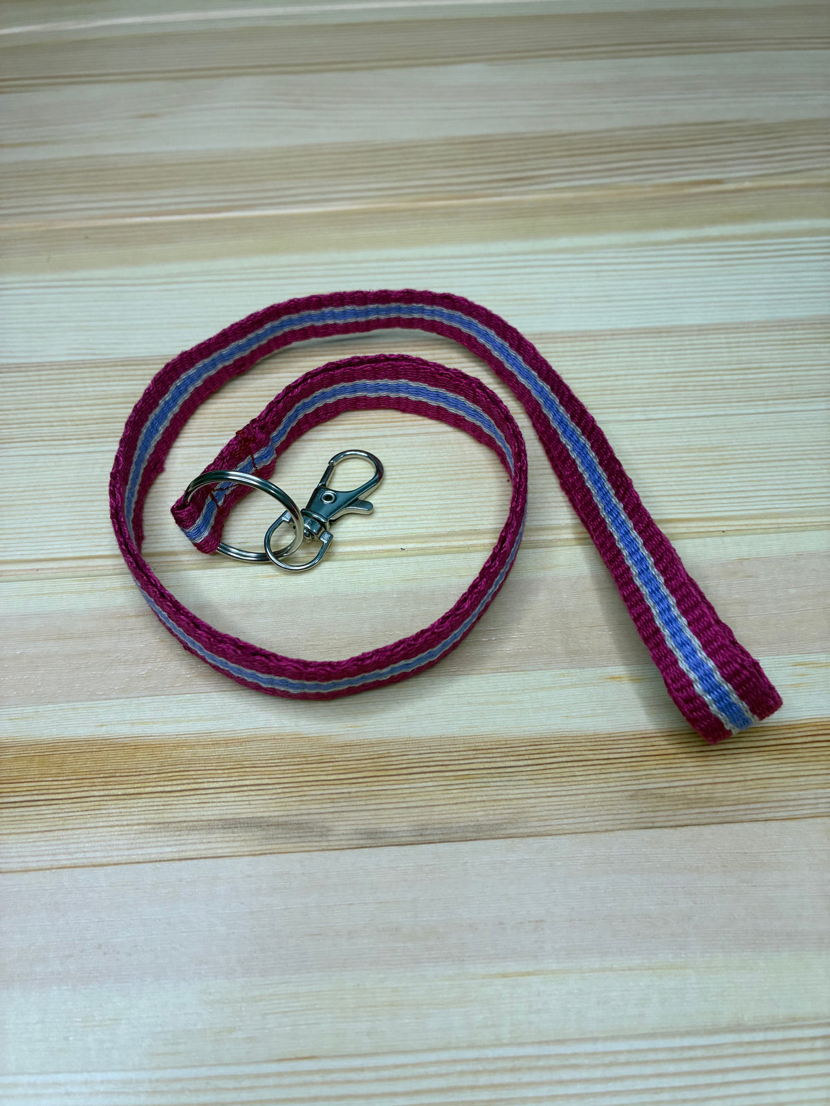A Little Loom Magic - Raspberry Handwoven Lanyard