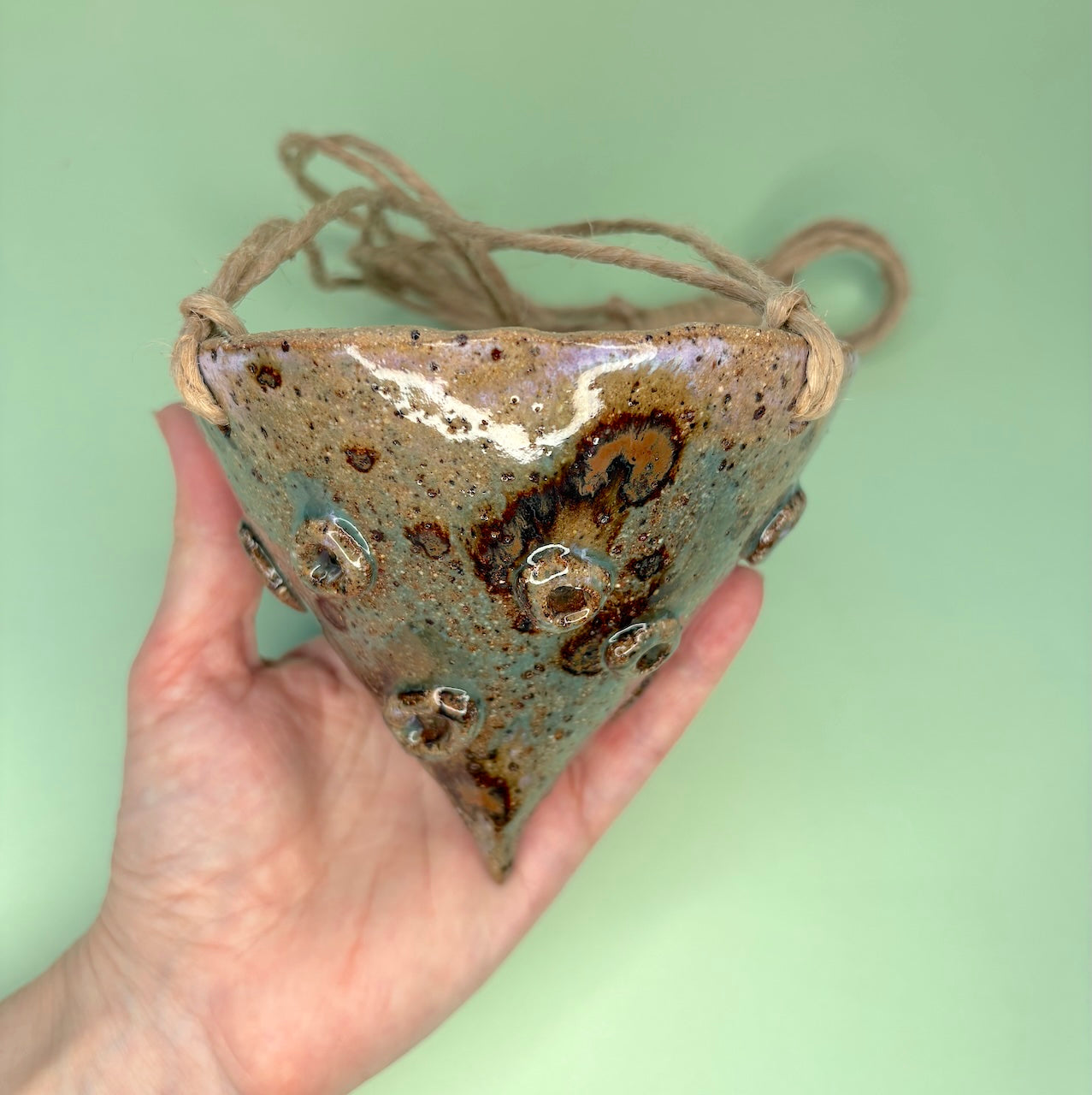 Ceramic hanging shallow cone orchid pot