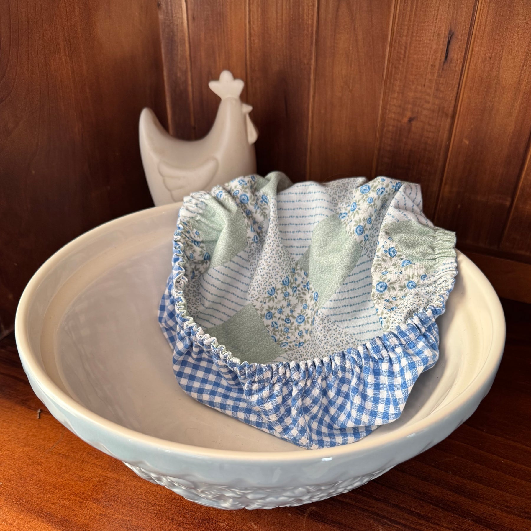 Country Style Reversible Bowl Cover - Patchwork & Gingham