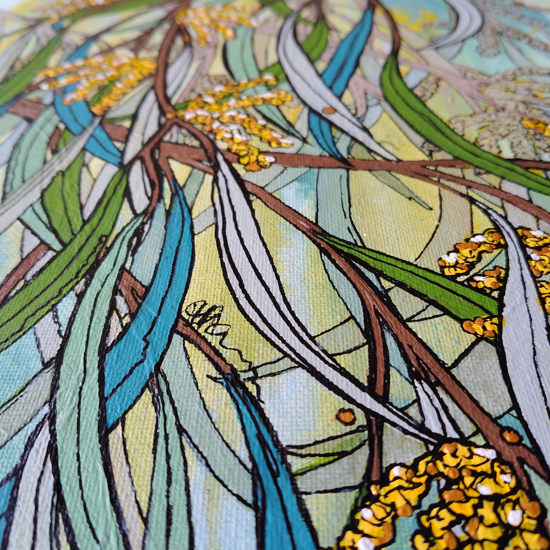 A3 ORIGINAL ARTWORK - "Breezy Whispers of Wattle" - Abstract Art