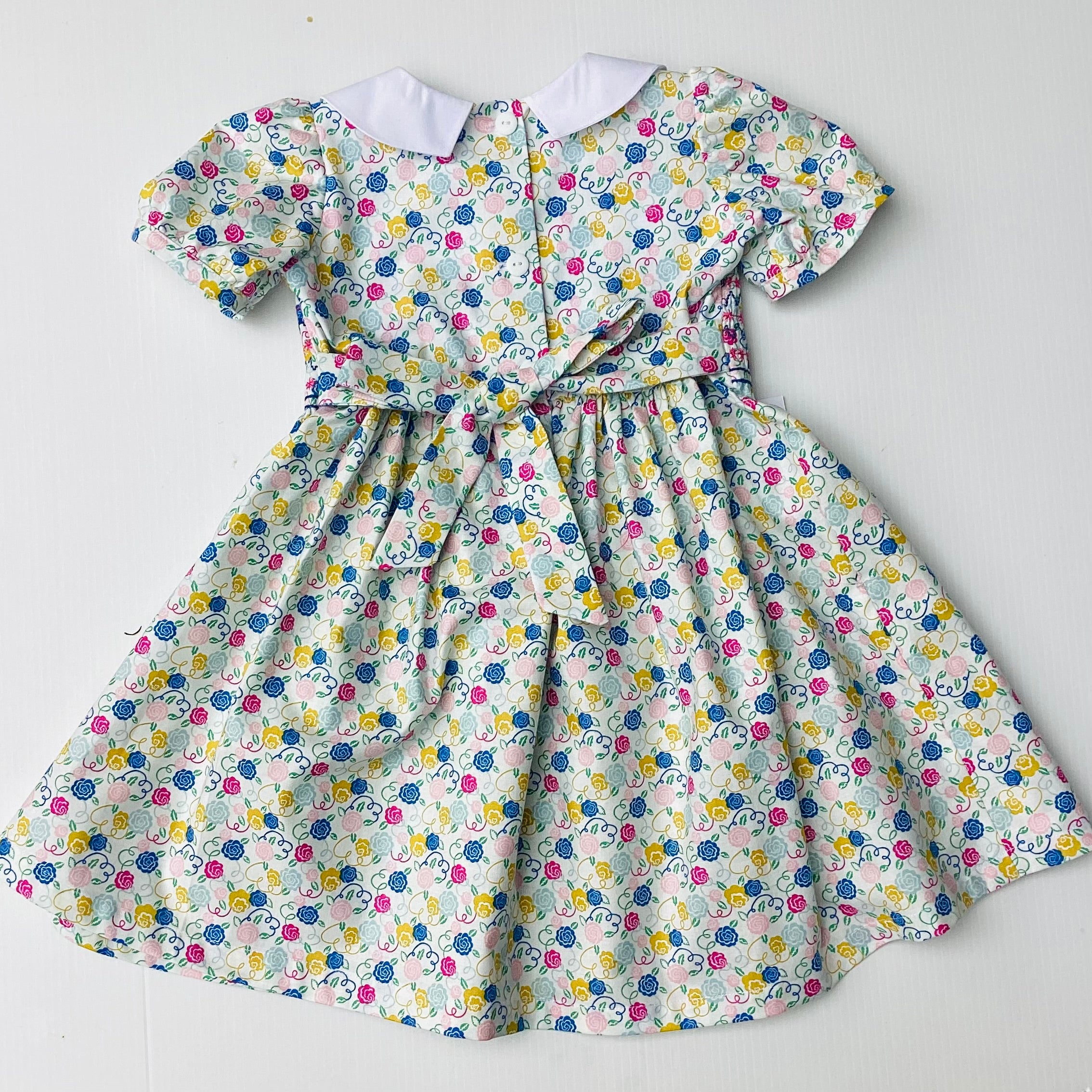 Liberty Smocked Dress with Hand Embroidered Collar