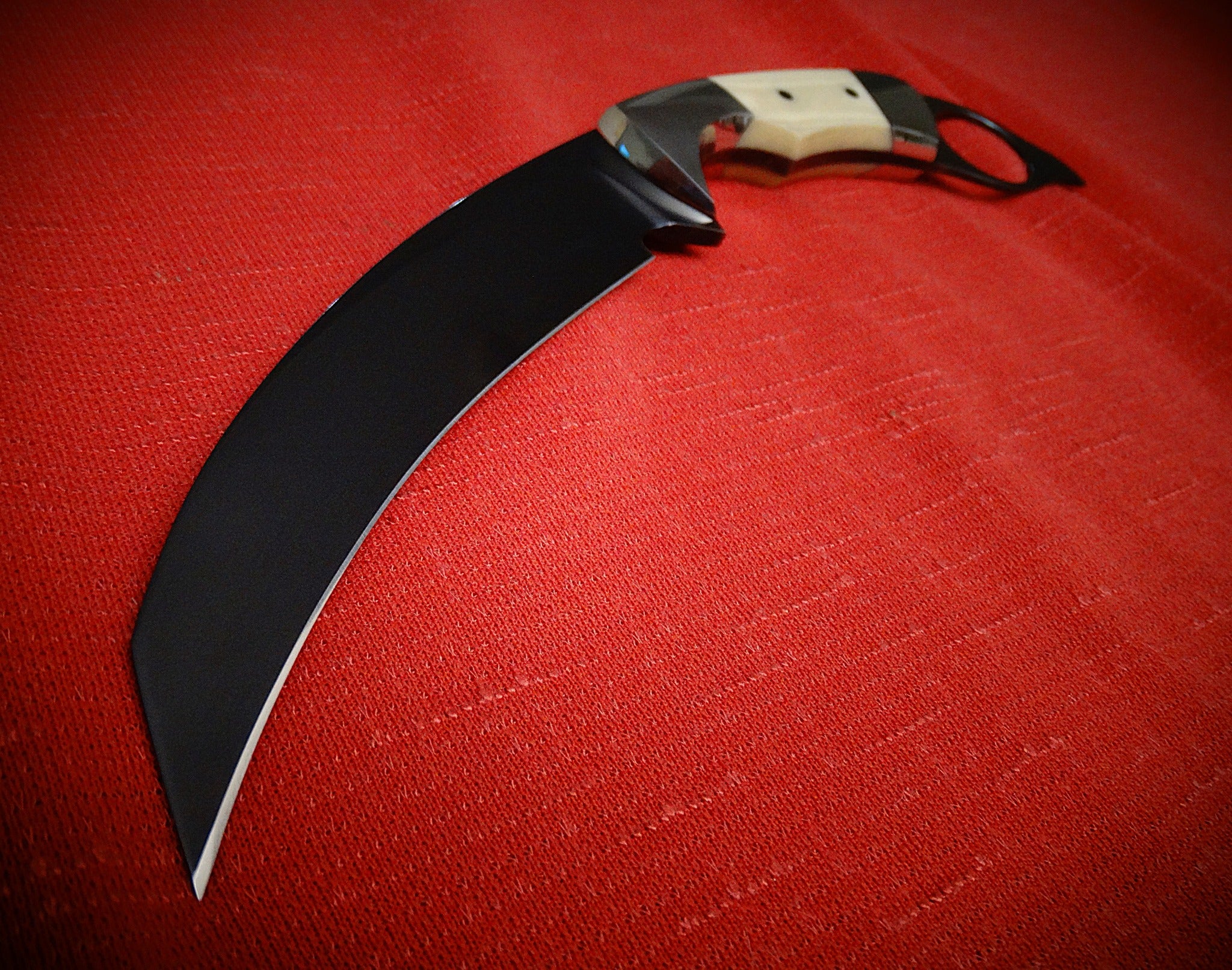 Art knife exotic leather sheath wood timber