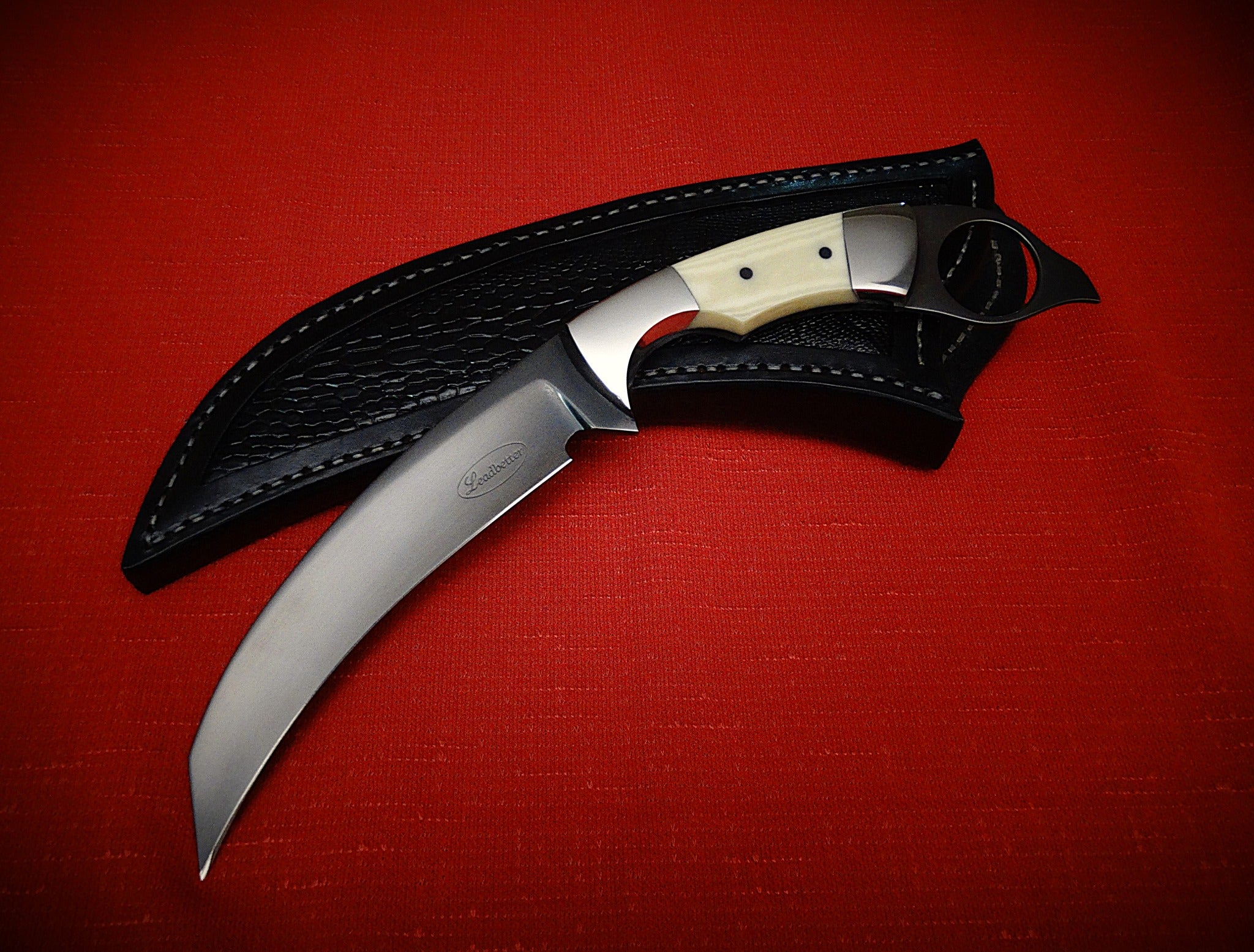 Art knife exotic leather sheath wood timber