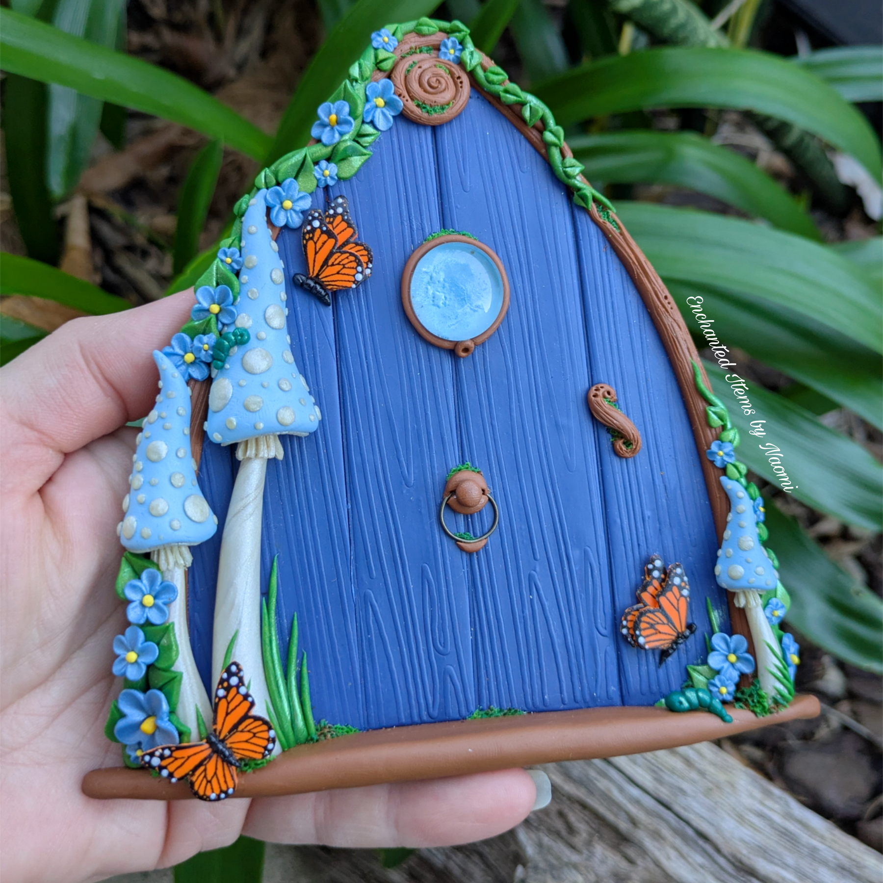 Butterfly Woodland Fairy Door - available in Pink or Blue