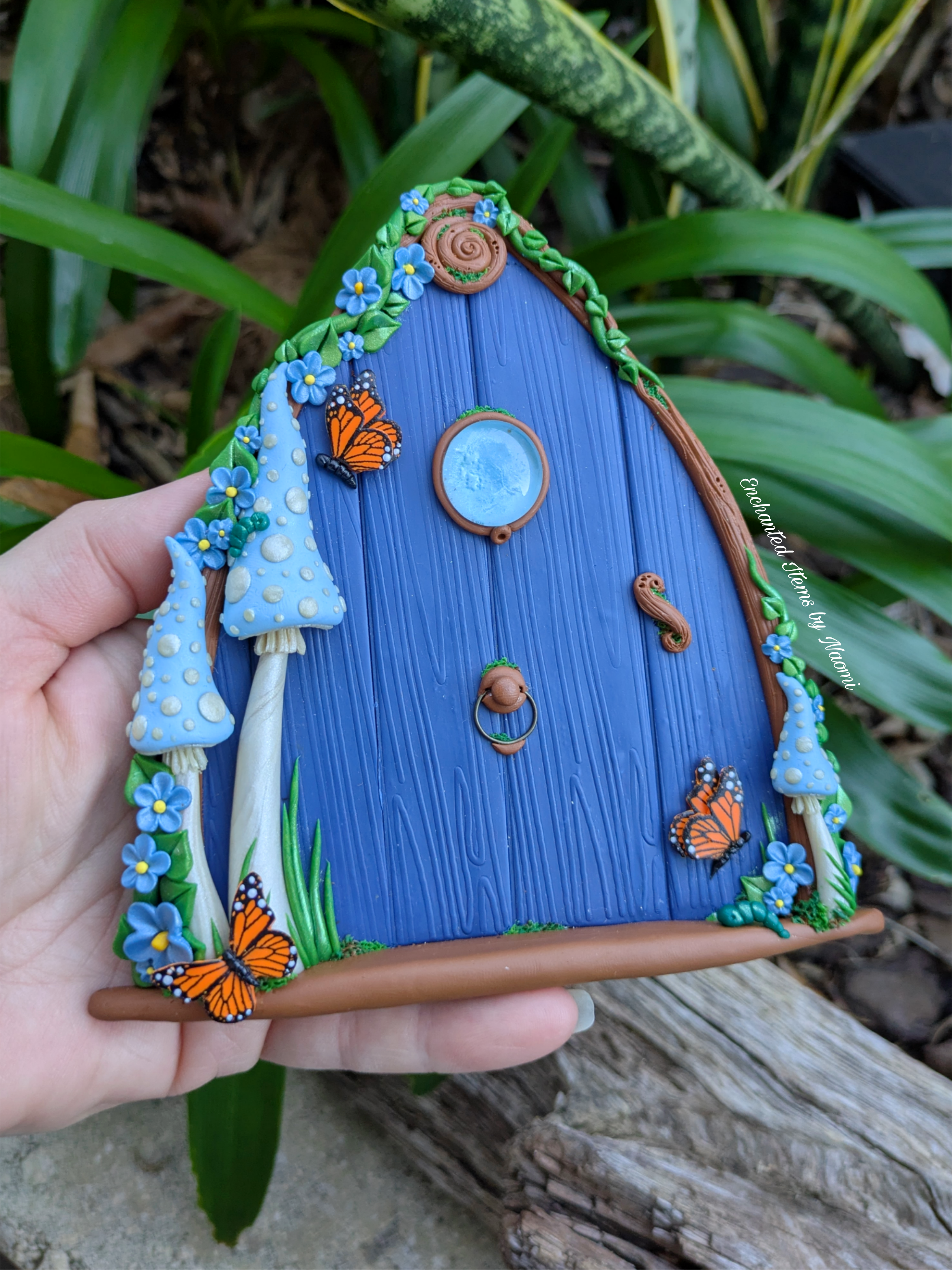 Butterfly Woodland Fairy Door - available in Pink or Blue