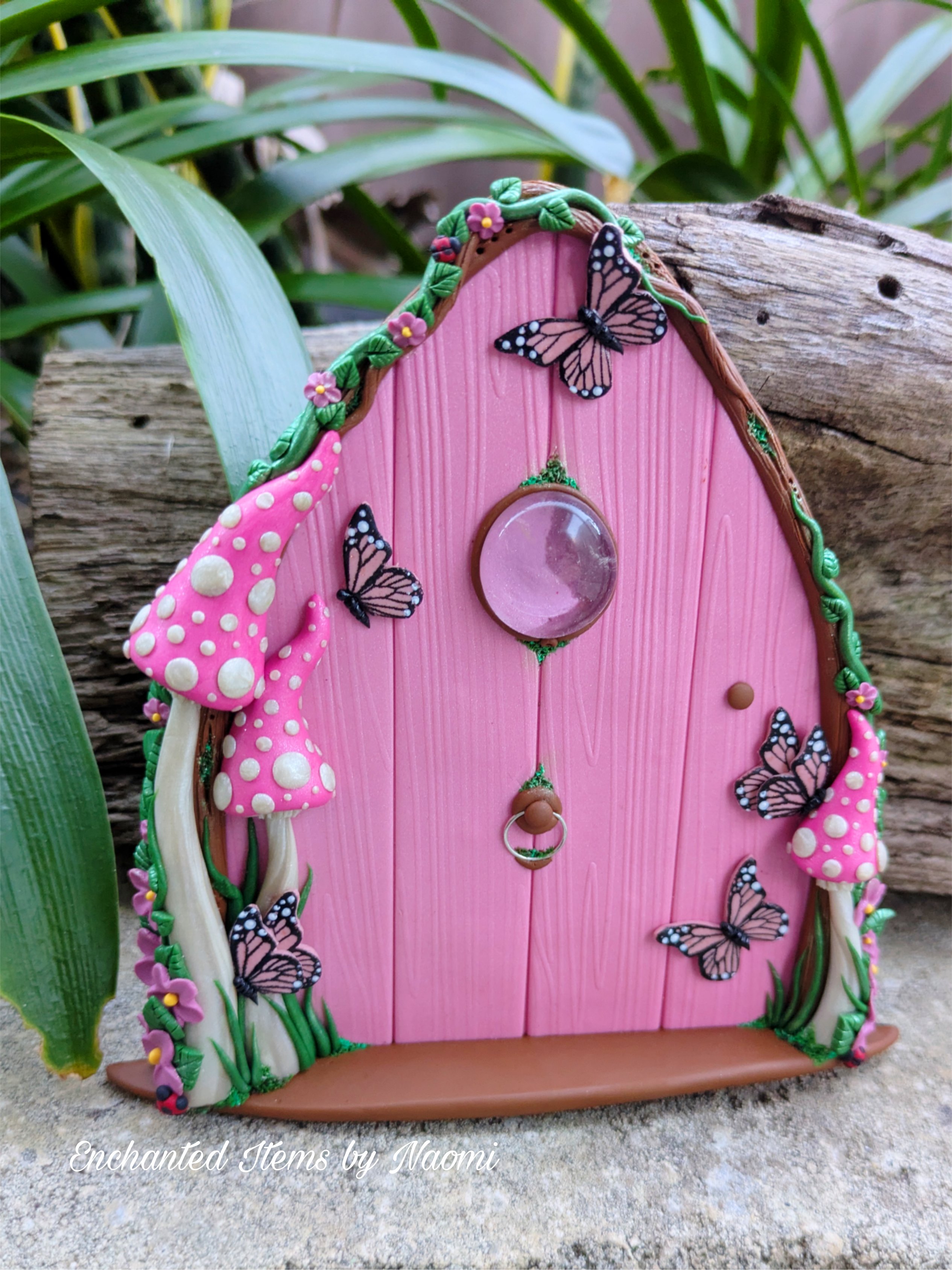 Butterfly Woodland Fairy Door - available in Pink or Blue