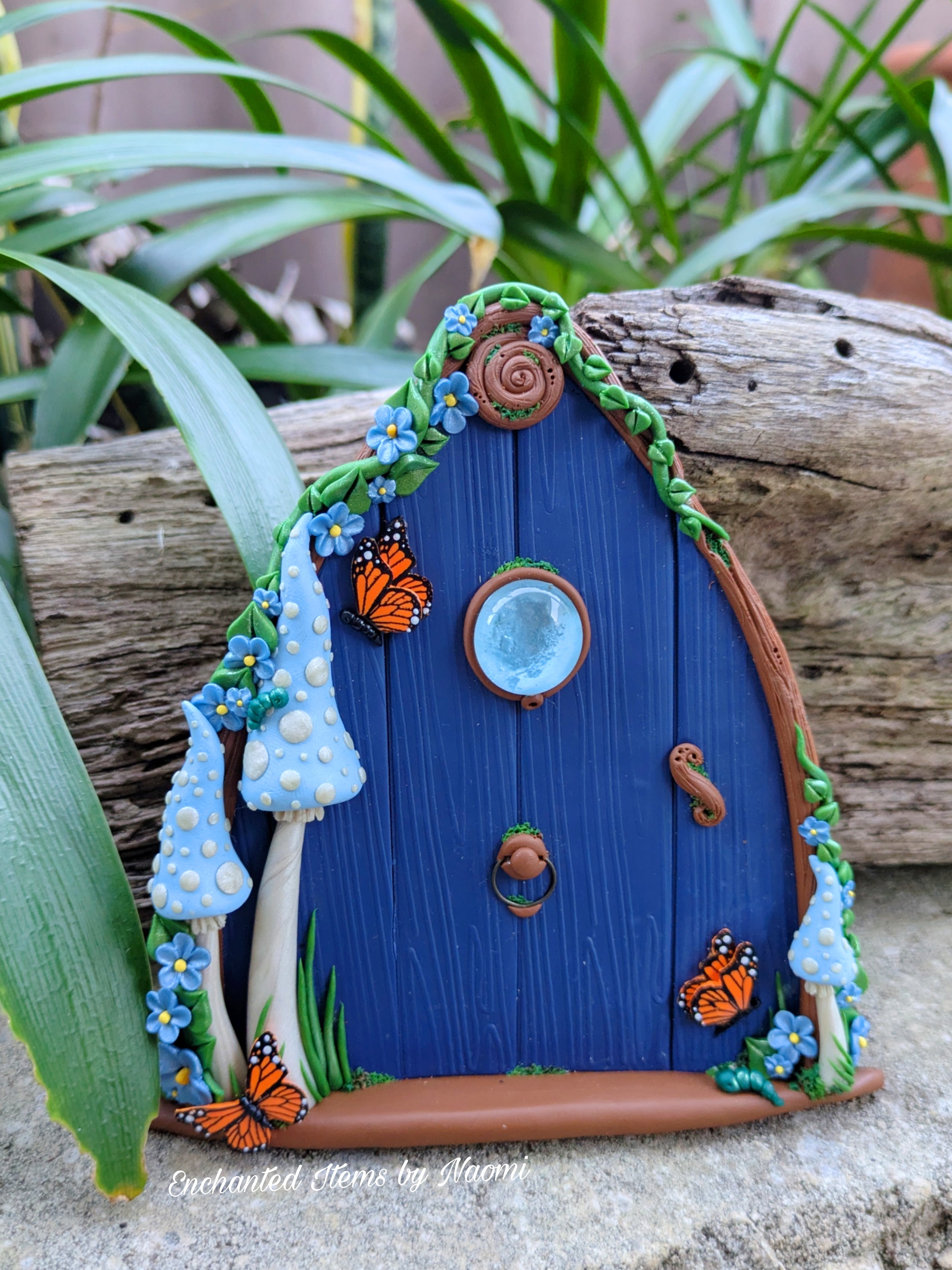 Butterfly Woodland Fairy Door - available in Pink or Blue