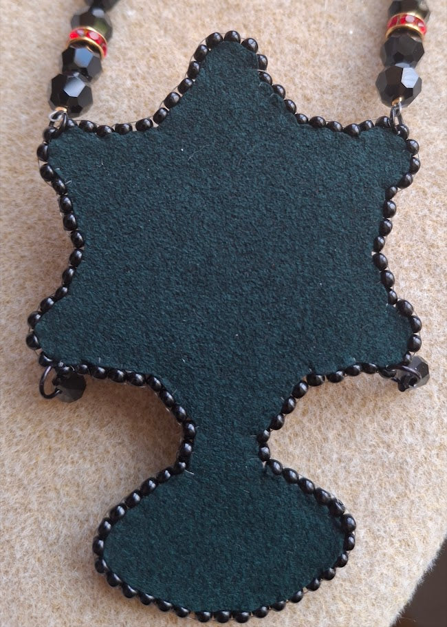 Bead embroidered fan necklace