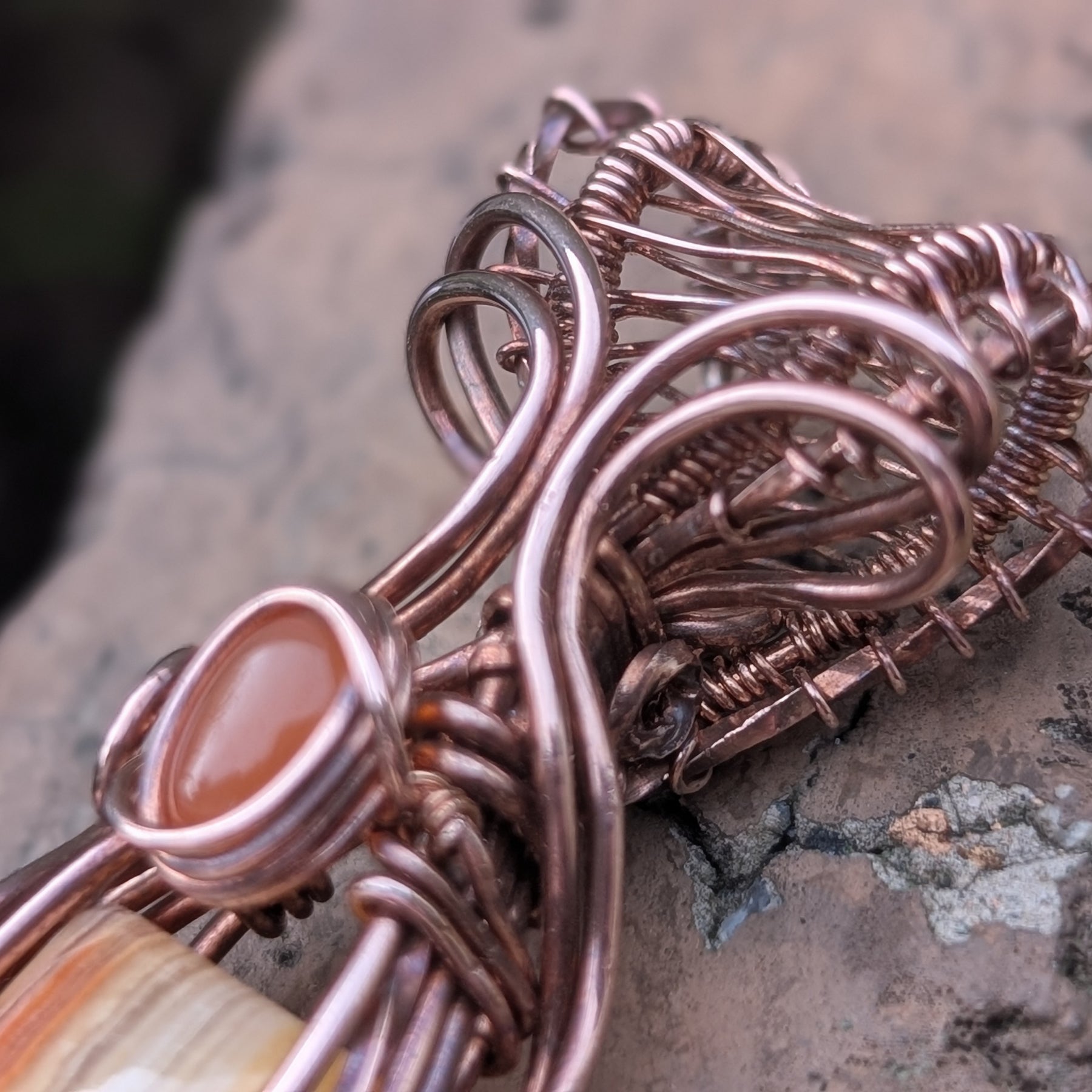 Chariot - Gold & Yellow Calcite with Carnelian in Copper