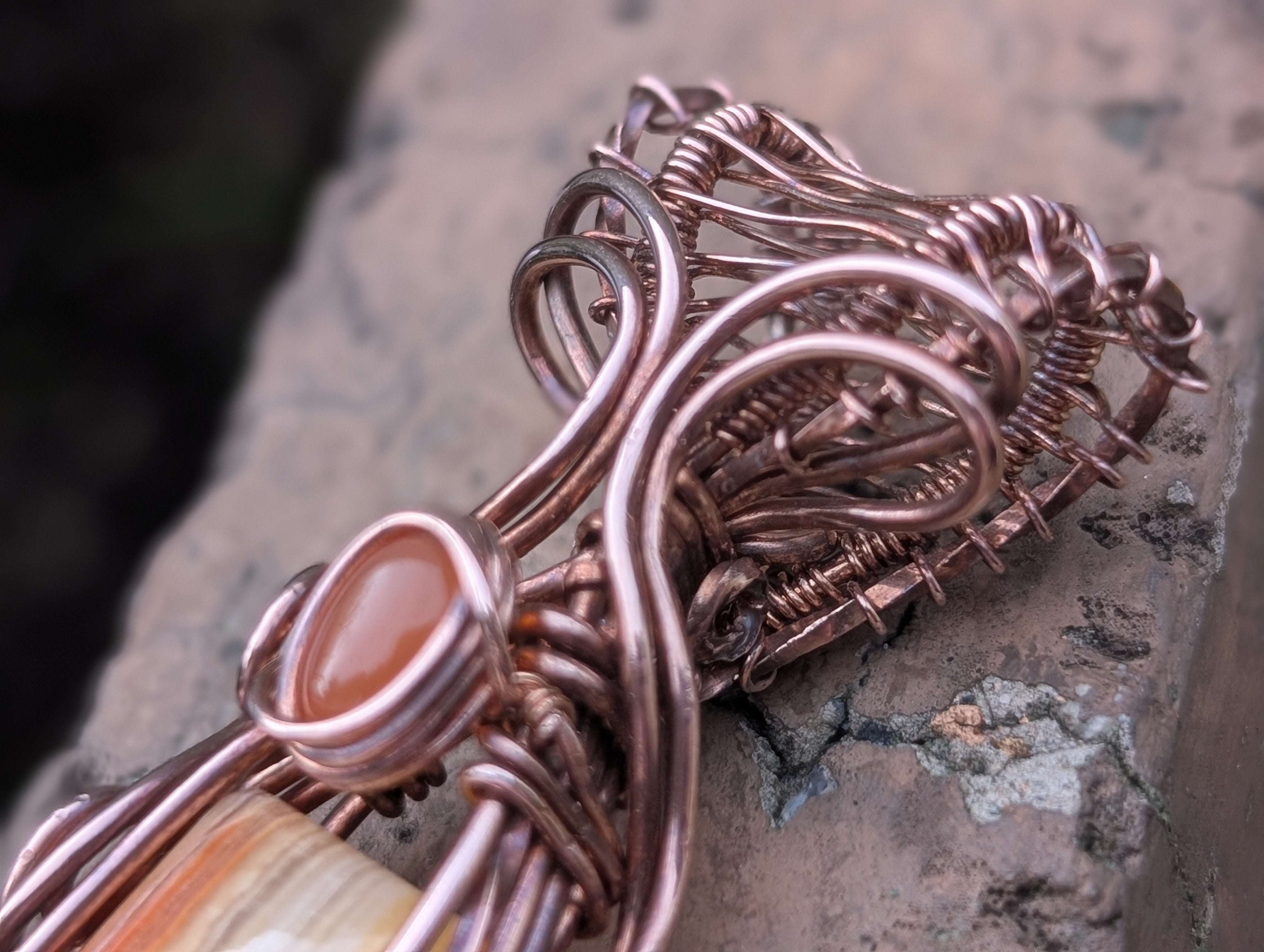 Chariot - Gold & Yellow Calcite with Carnelian in Copper